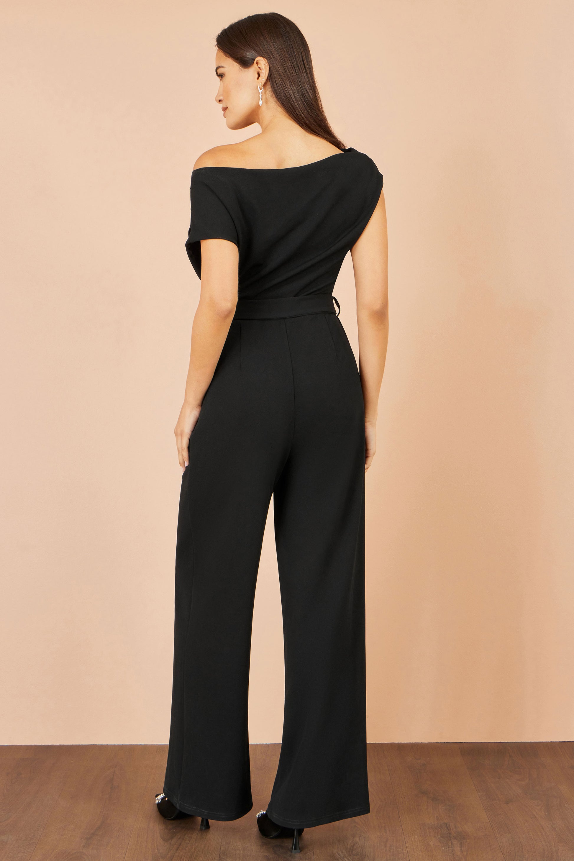 Yumi Black Ruched Stretch Jumpsuit Jumpsuit Yumi
