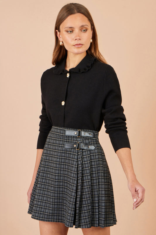 Yumi Black Check Pleated Mini Skirt Skirts Yumi