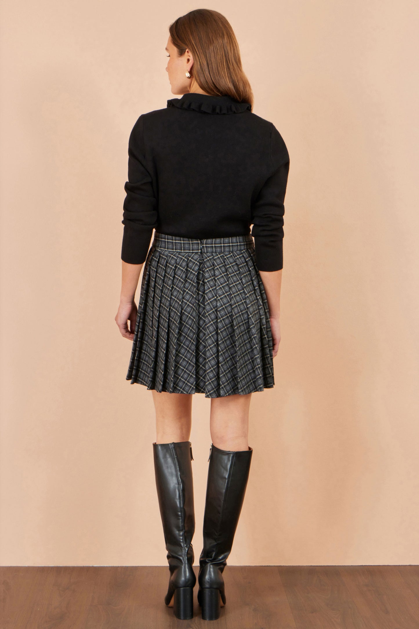 Yumi Black Check Pleated Mini Skirt Skirts Yumi