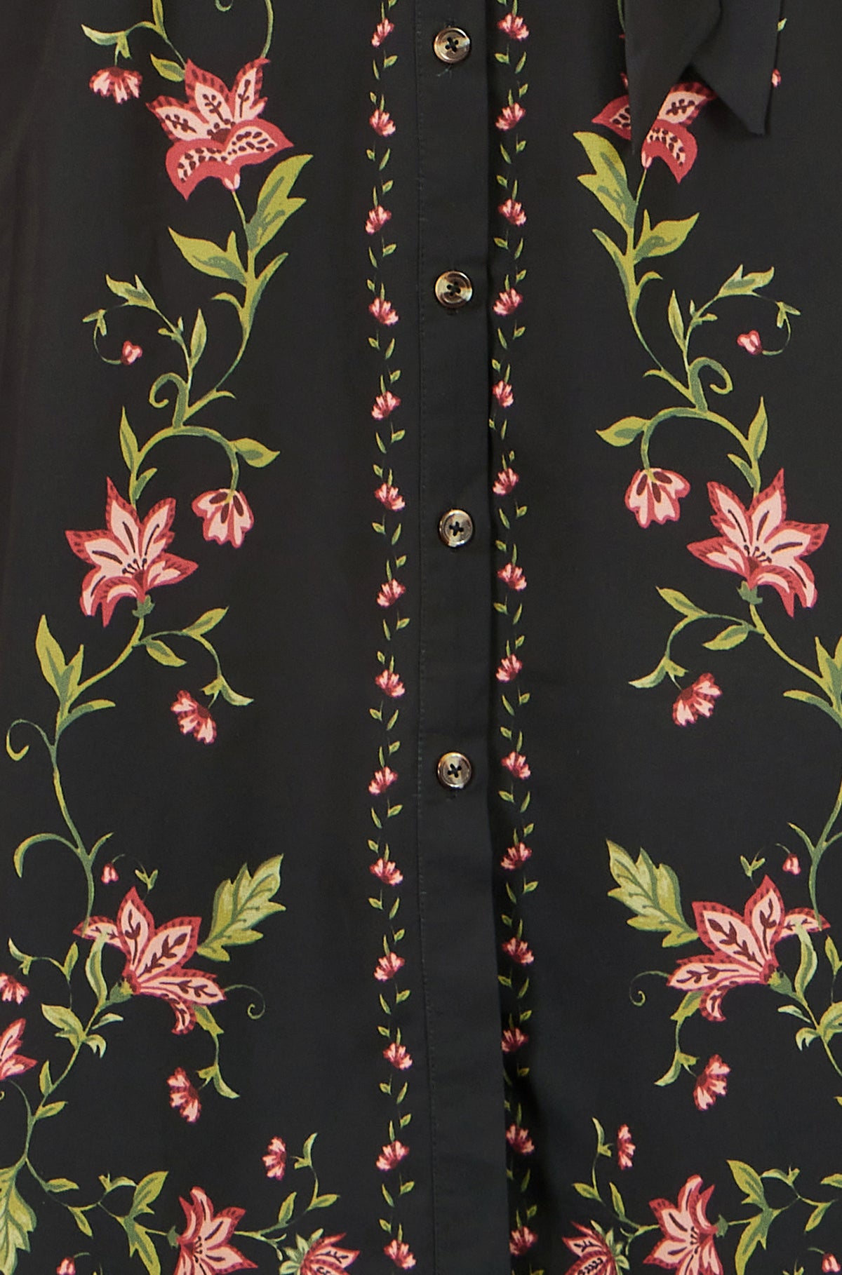 Yumi Black Floral Placement Midi Shirt Dress Dress Casual Yumi