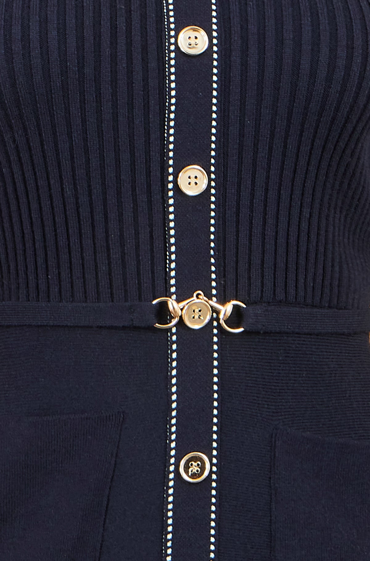 Yumi Navy Rib Knit Skater Shirt Dress Knit Dress Yumi