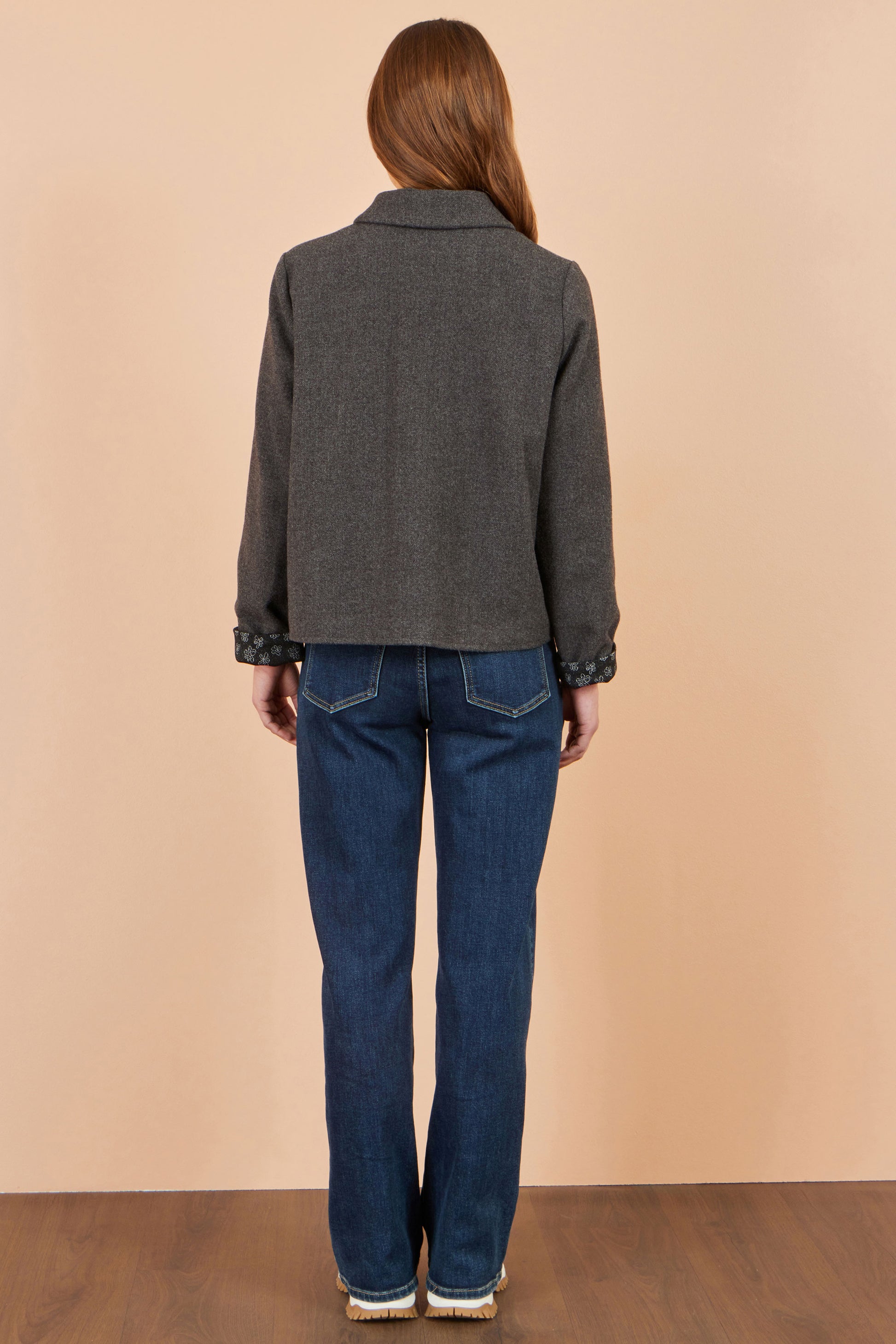 Yumi Grey Patchwork Boxy Jacket Outerwear Yumi