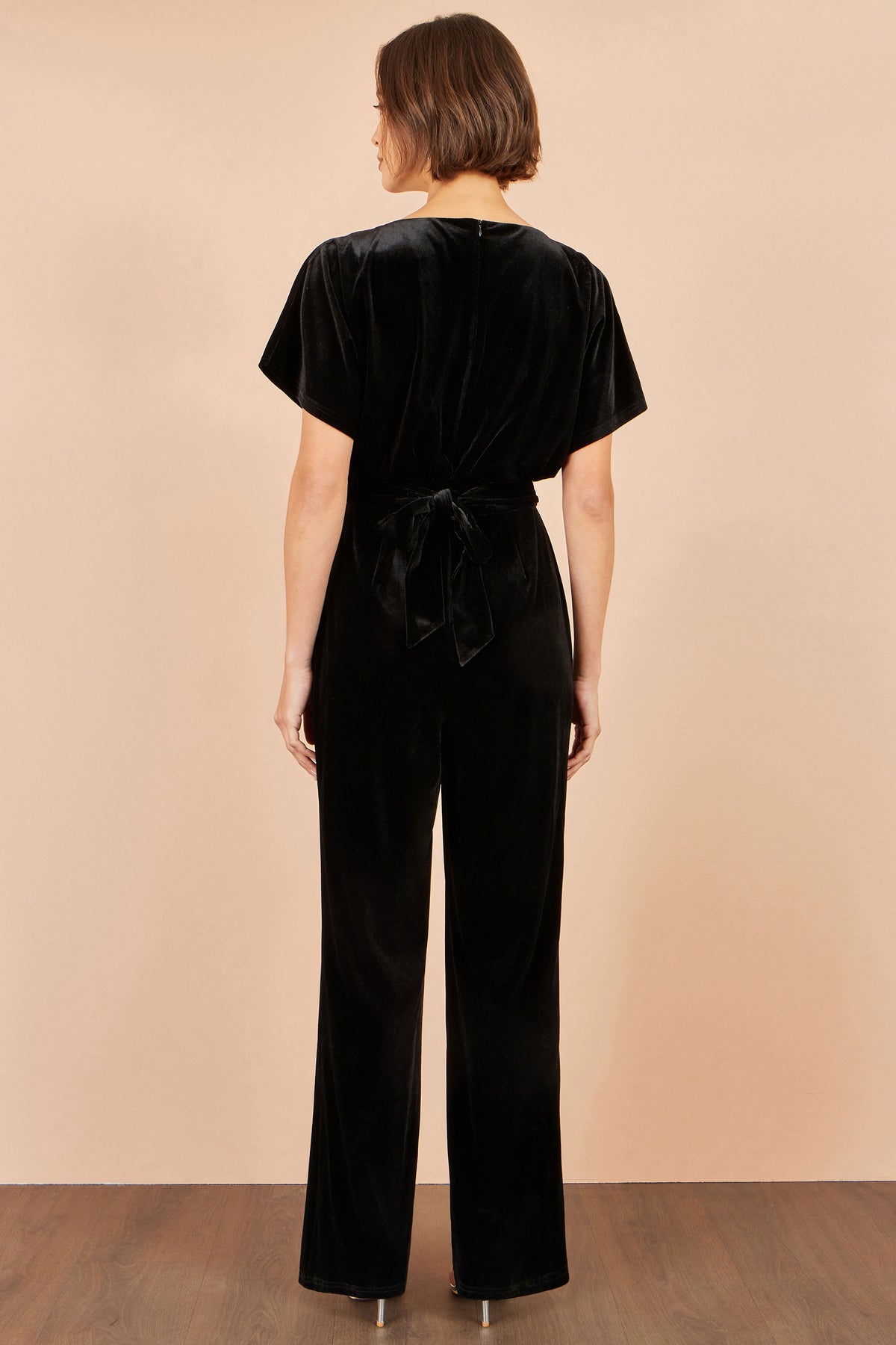 Yumi Black Velvet Jumpsuit With Diamante Embellishment Jumpsuit Yumi