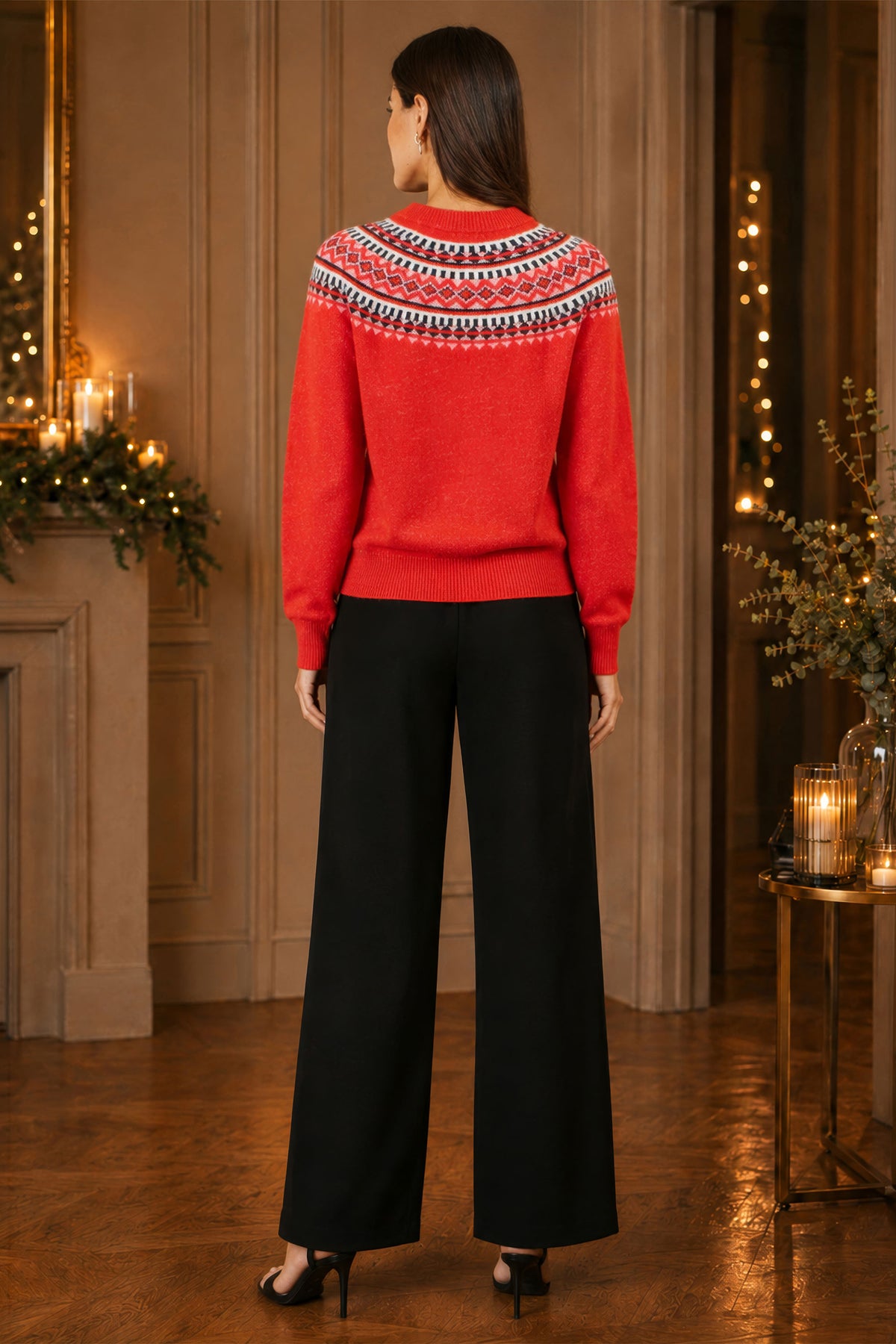 Yumi Red Relaxed Fairisle Jumper Knit Xmas Jumper Yumi