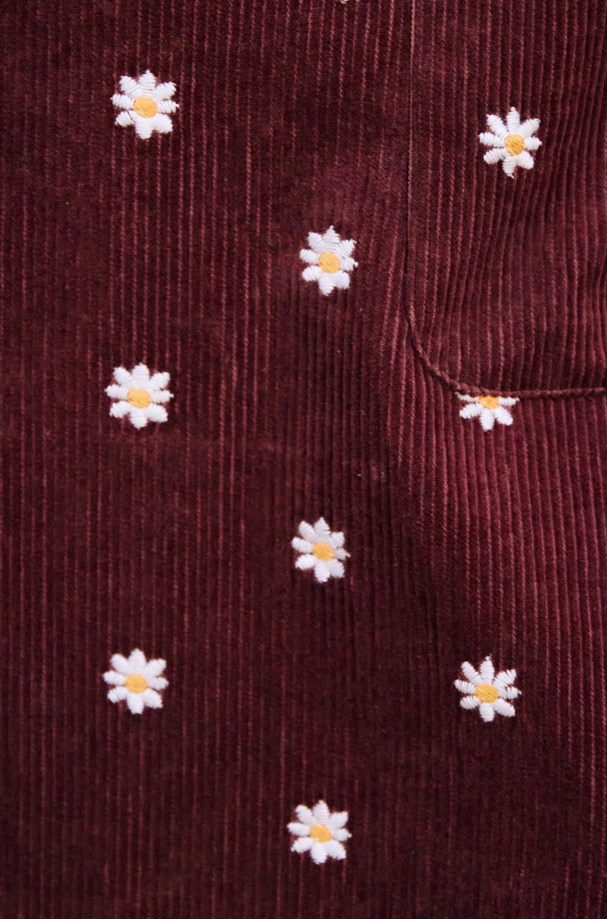 Yumi Brown Daisy Embroidered Cord Mini Skirt SKIRT Yumi