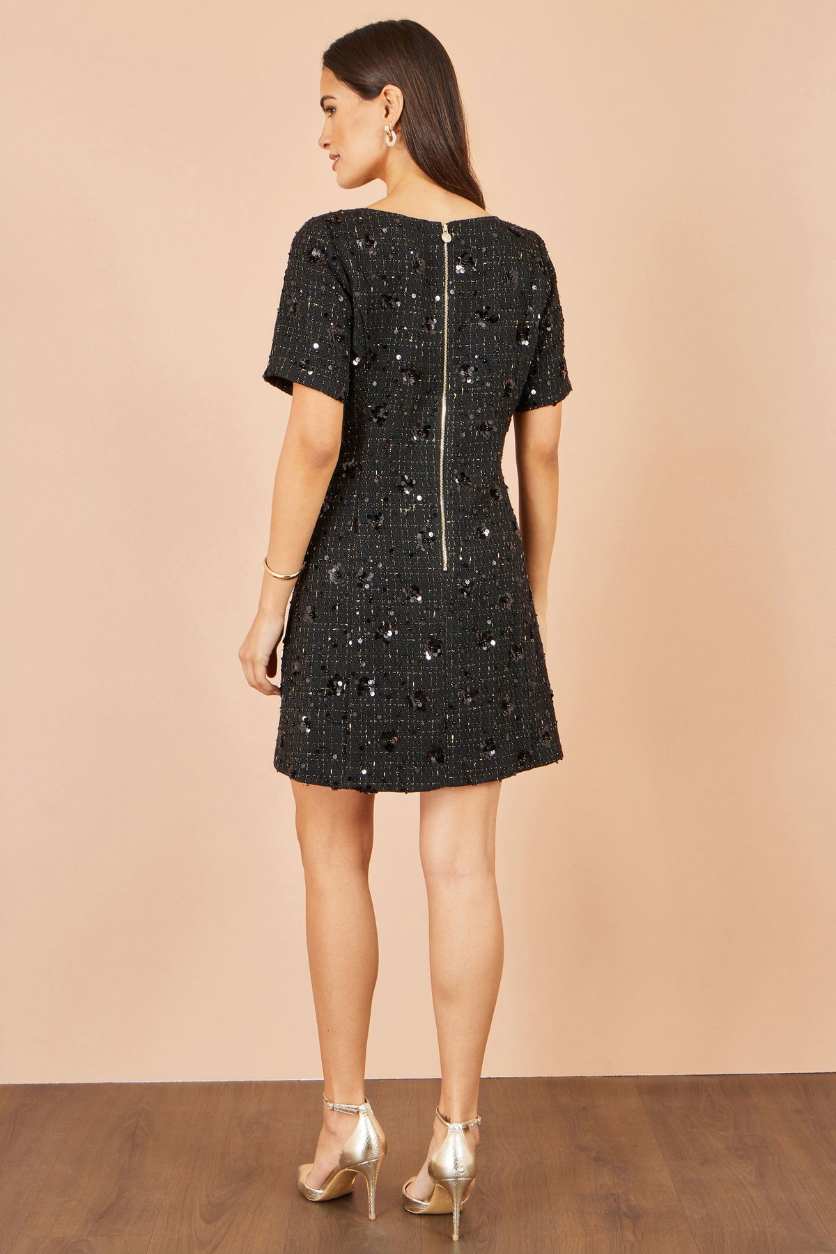 Yumi Black Boucle Sequin Bow Mini Dress Dress Party Yumi