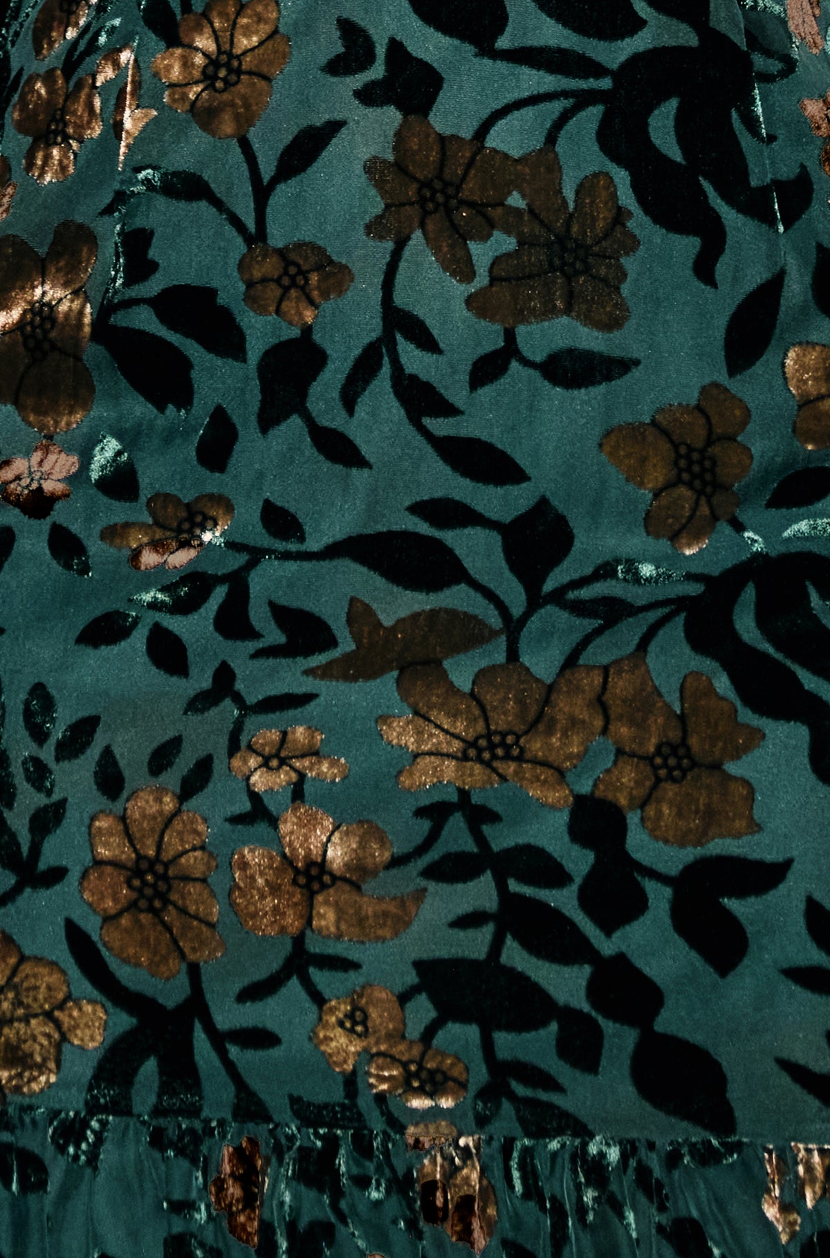 Yumi Green Velvet Floral Midi Dress With Frill Dress Party Yumi