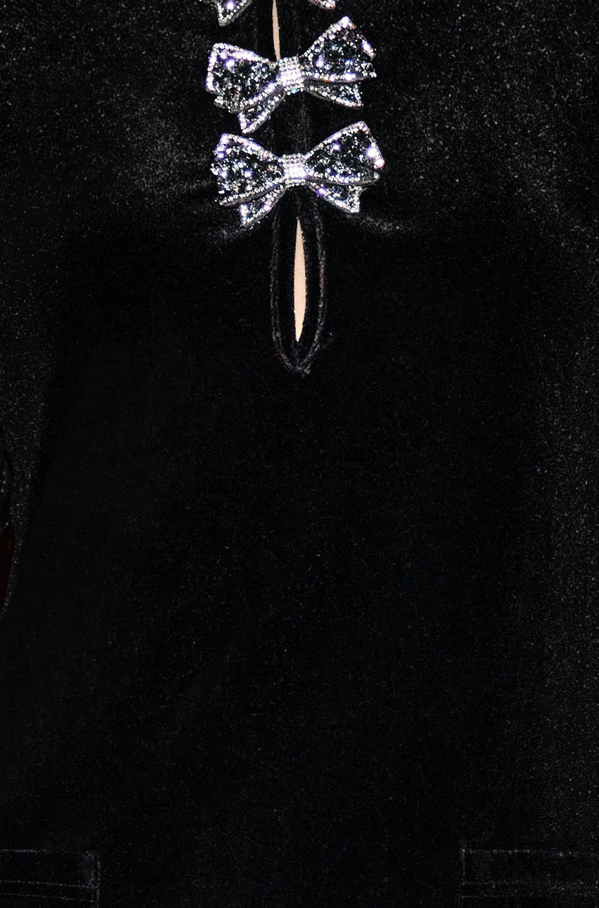 Yumi Black Velvet Embellished Bow Tunic Dress Dress Party Yumi