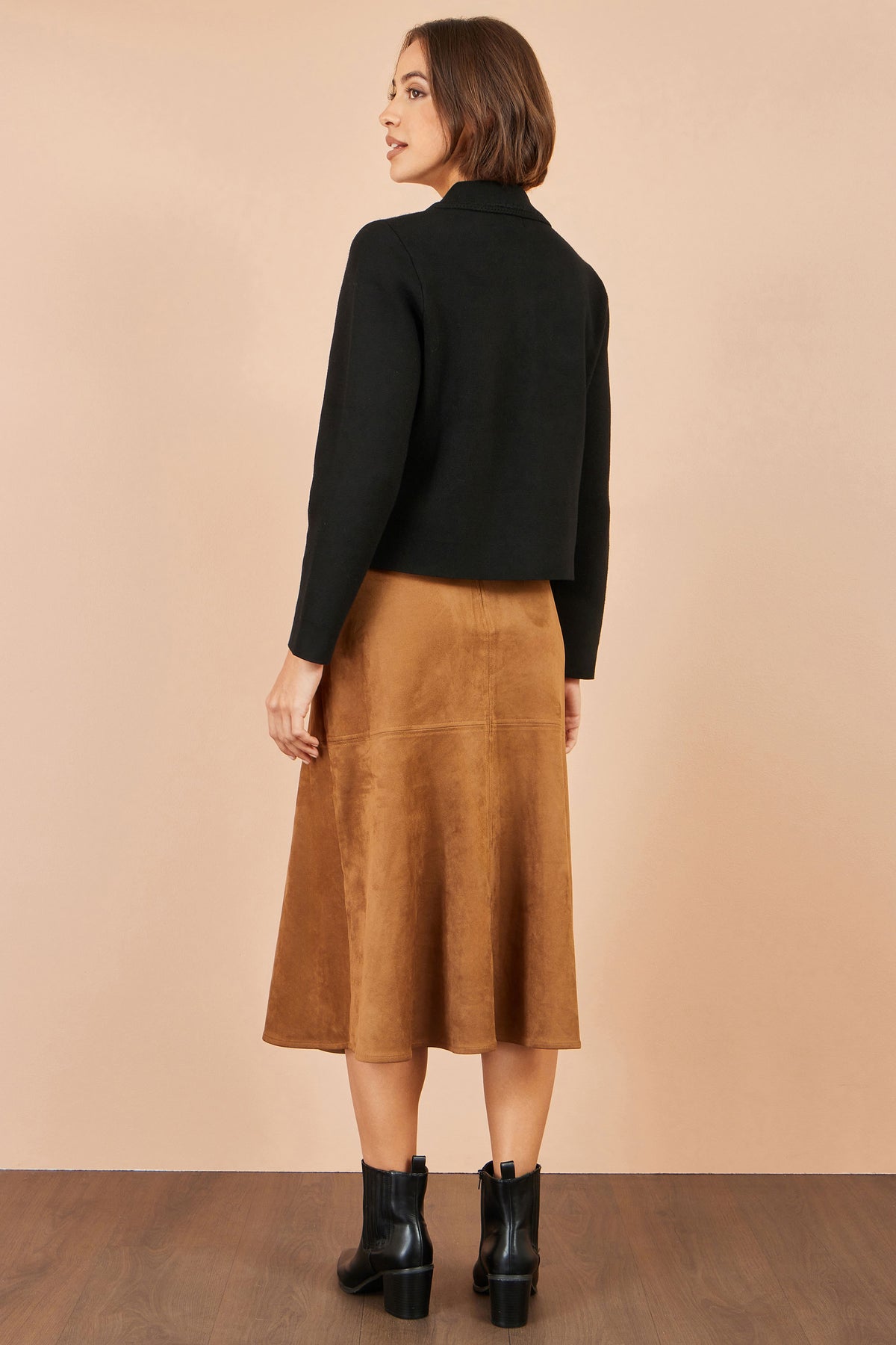 Yumi Black Knitted Box Jacket With Pockets Knit Cardigan Yumi