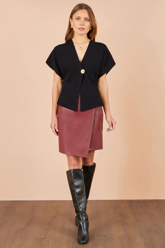 Yumi Black Knitted Viscose Kimono Cardigan With Buttons Knit Cardigan Yumi