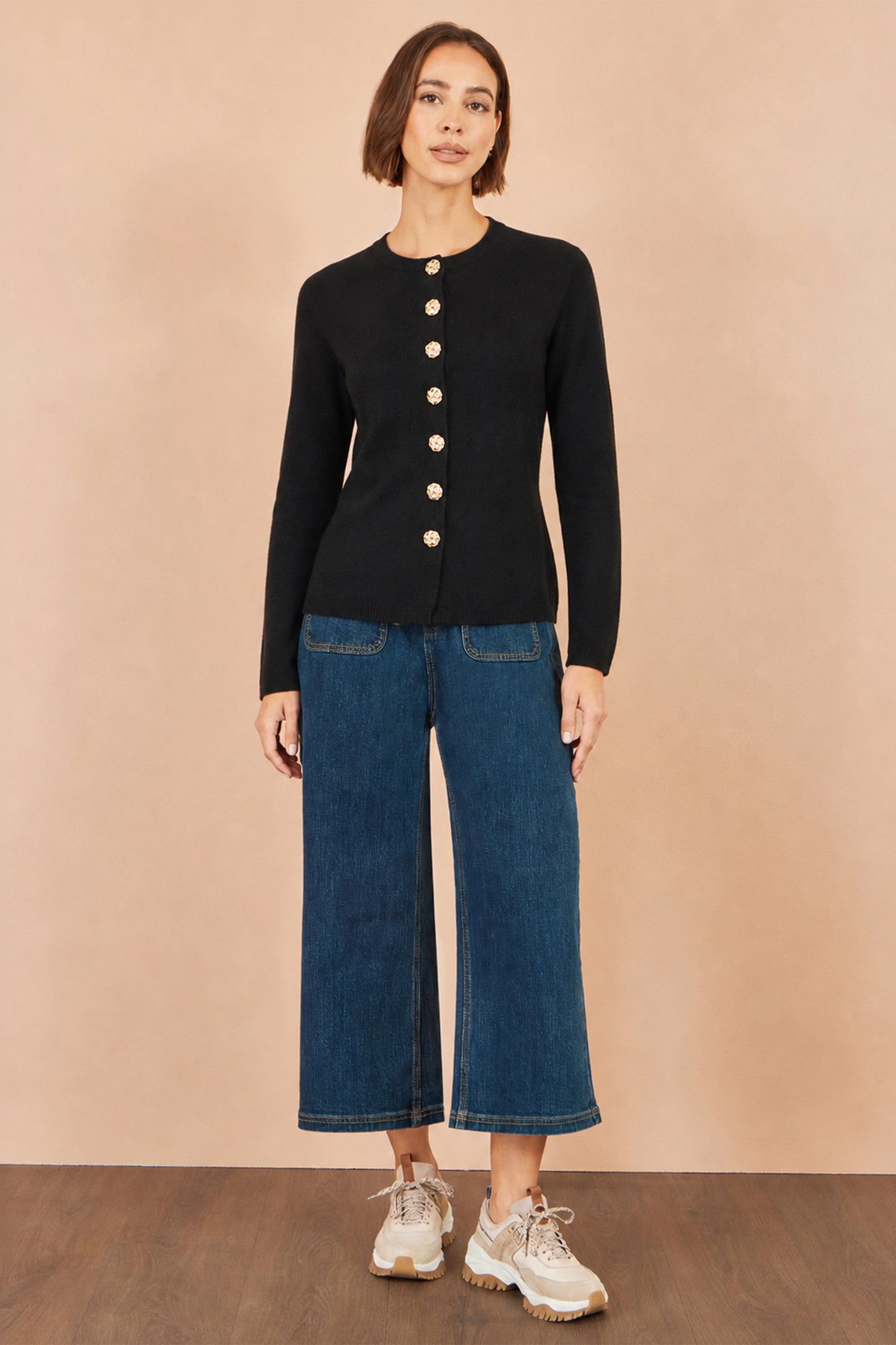 Yumi Black Knitted Fitted Peplum Cardigan Knit Cardigan Yumi