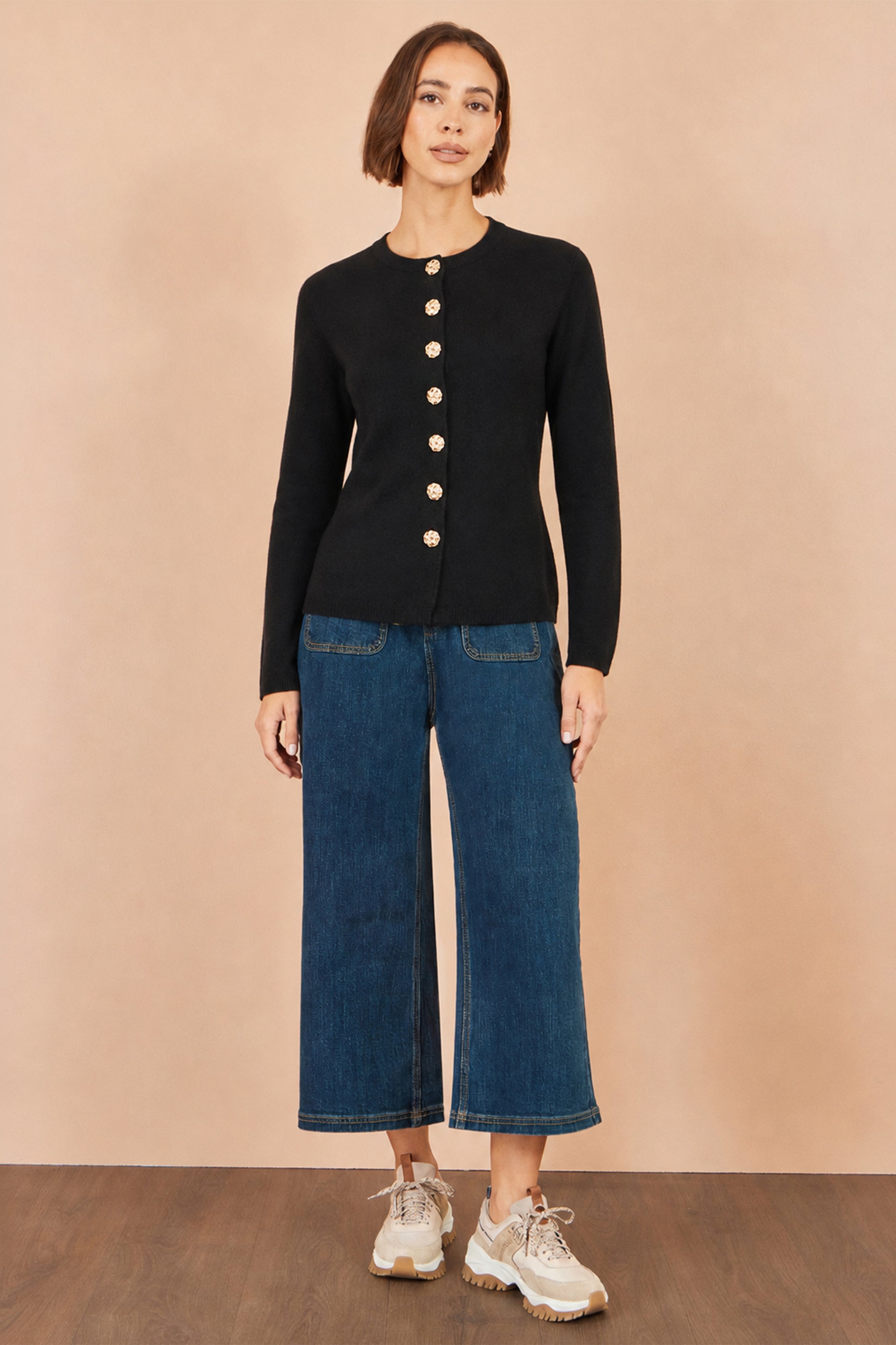 Yumi Black Knitted Fitted Peplum Cardigan Knit Cardigan Yumi