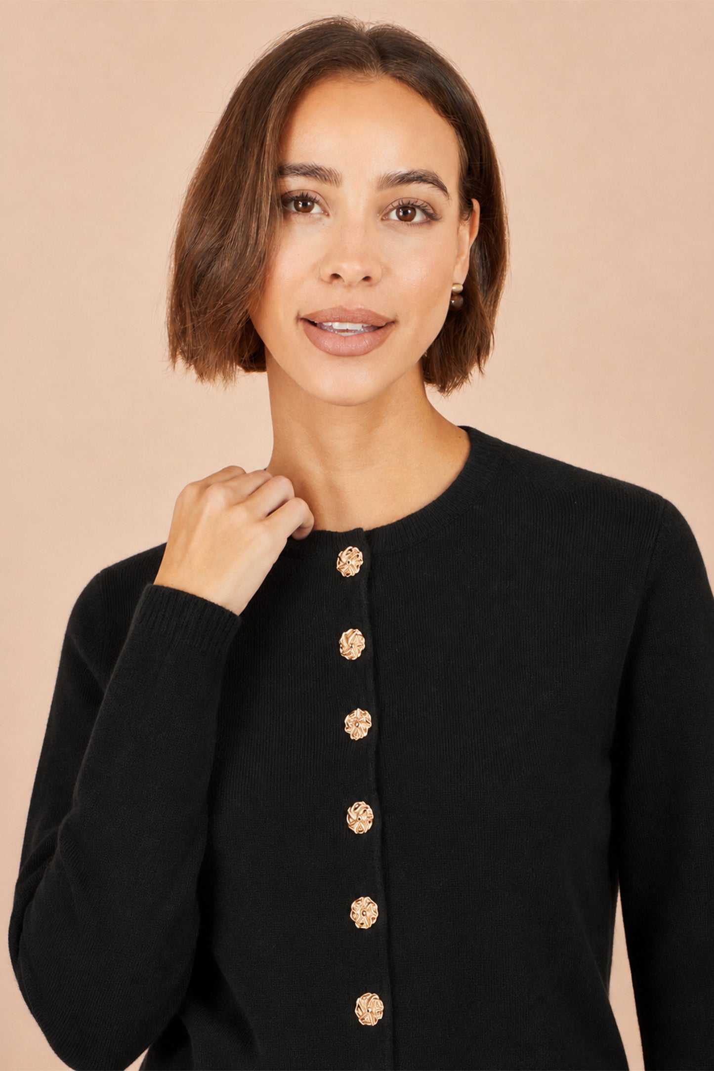 Yumi Black Knitted Fitted Peplum Cardigan Knit Cardigan Yumi
