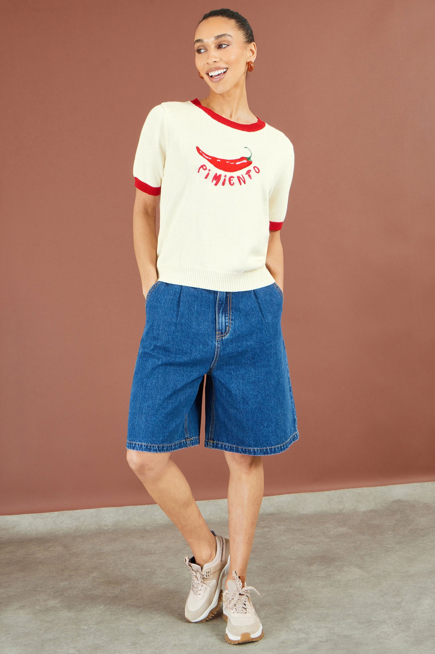 Yumi Ivory Chilli Cotton Knitted Top Knit Jumper Yumi