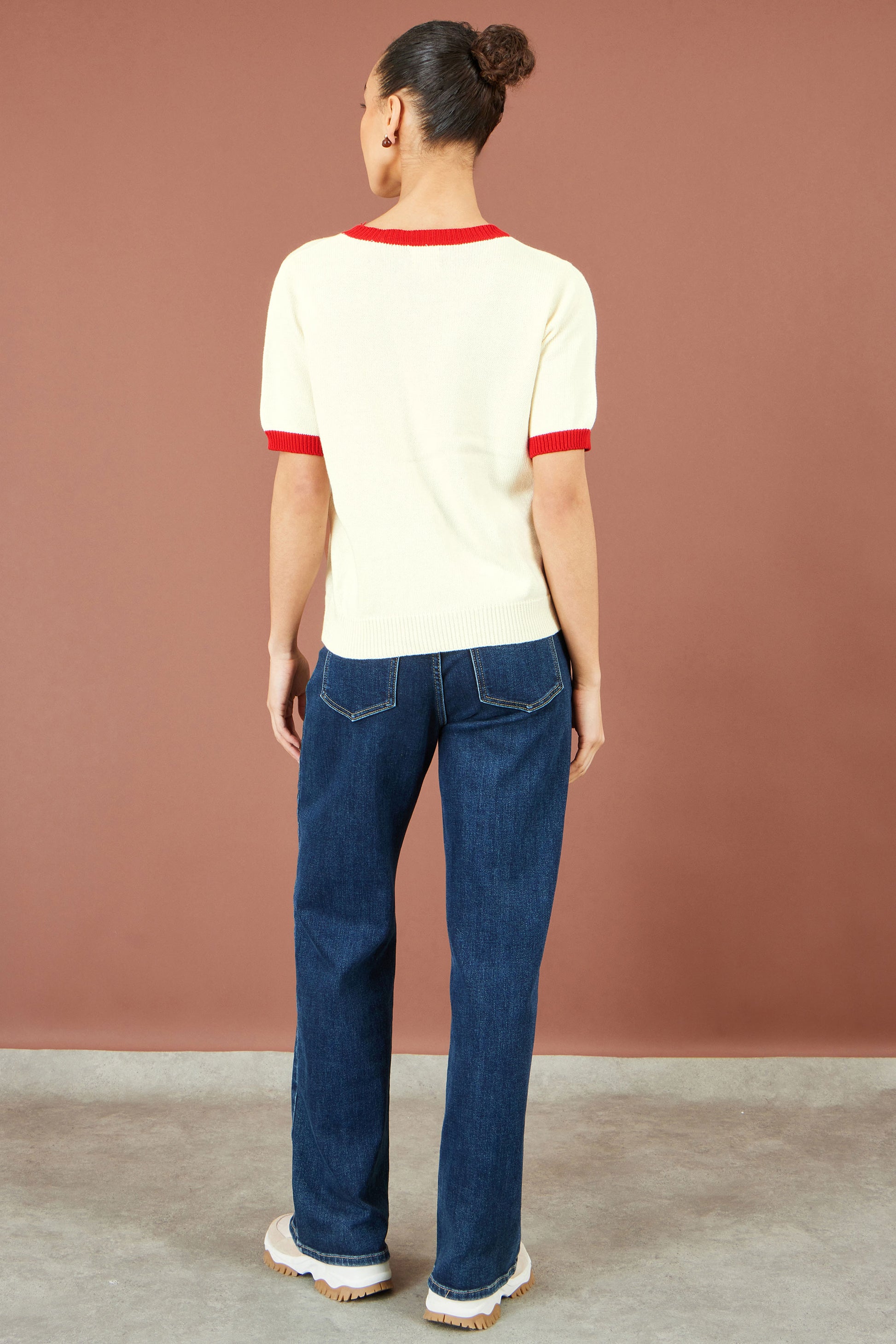 Yumi Ivory Cherry Cotton Knitted Top Knit Jumper Yumi