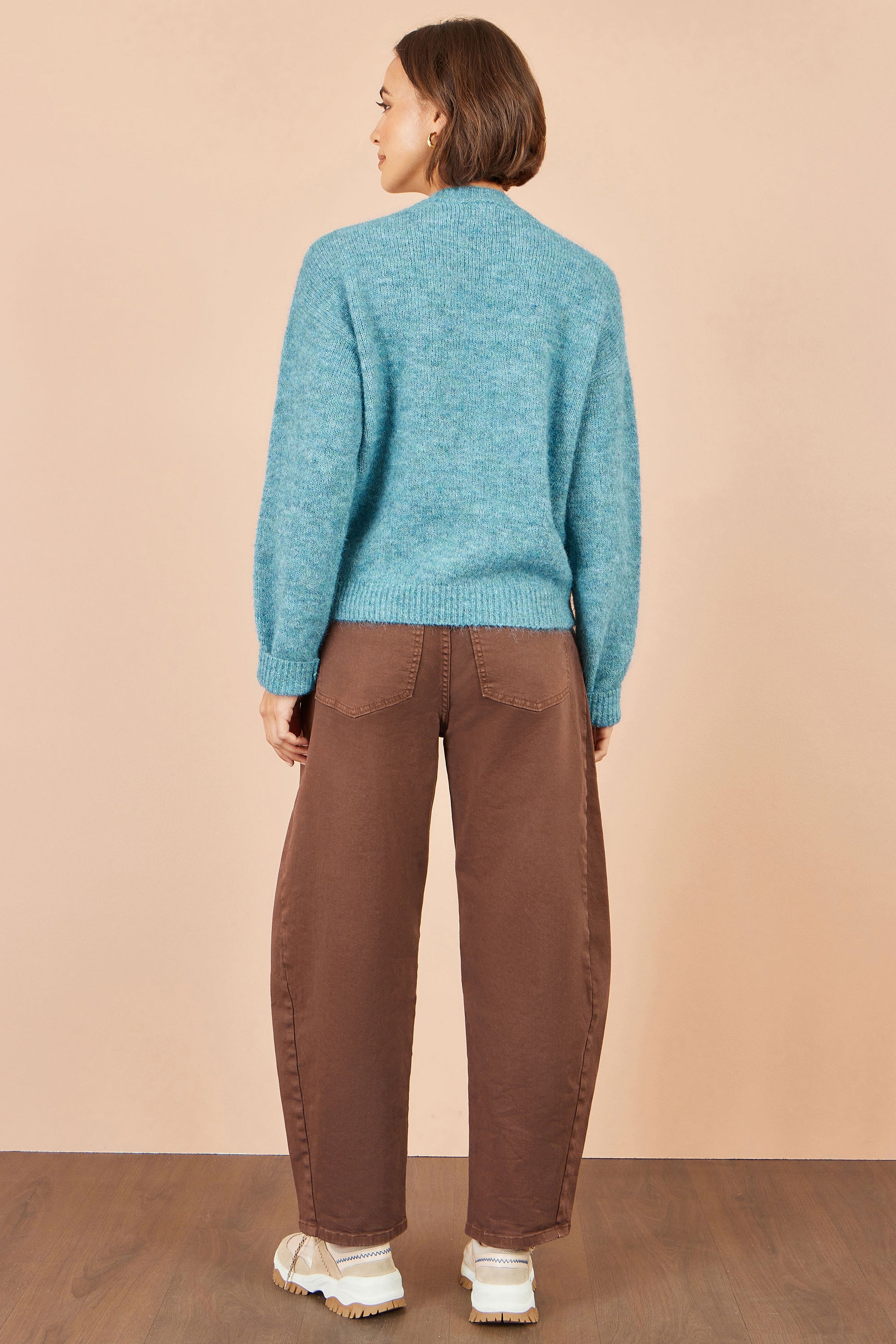 Yumi Blue Patch Floral Embroidered Relaxed Jumper Knit Jumper Yumi