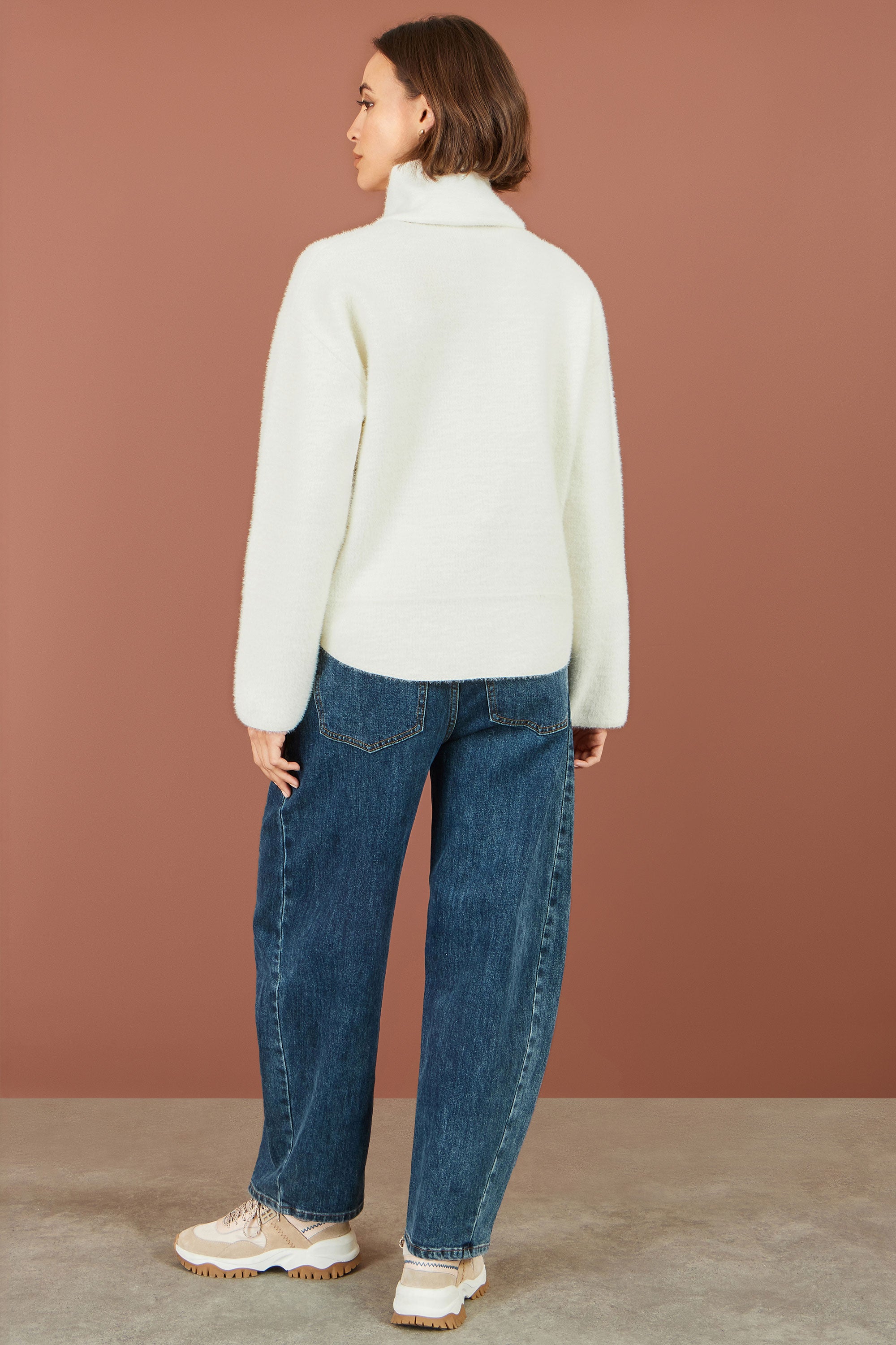 Yumi Ivory Eyelash Knit Jacket With Scarf | Yumi