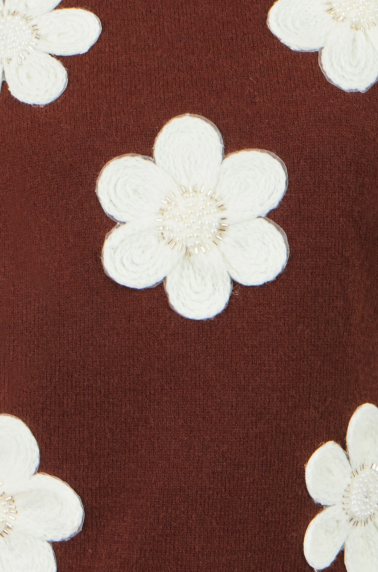 Yumi Brown Flower Applique Knit Tank Knit Pullover Yumi