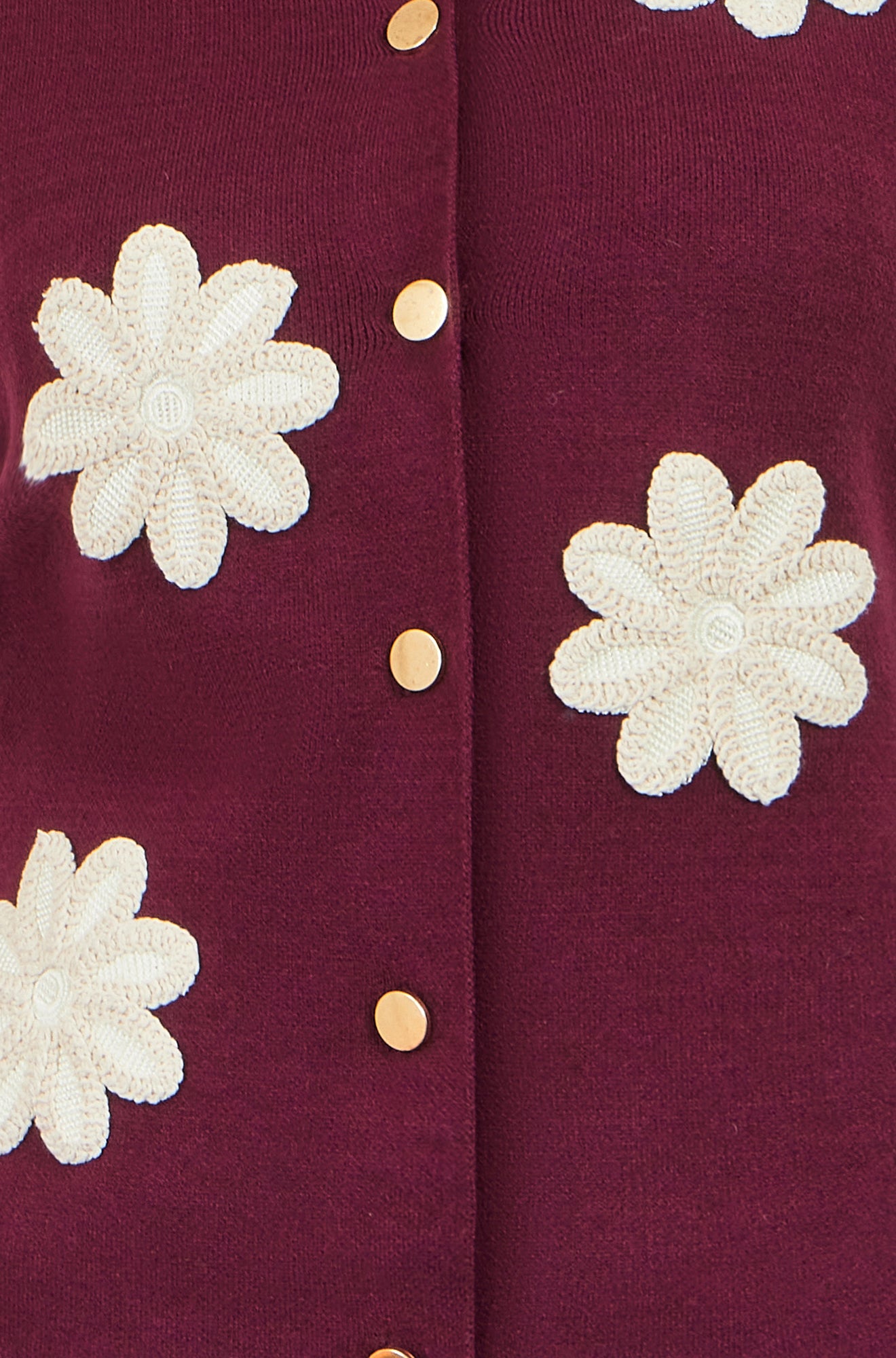Yumi Burgundy Flower Applique Knit Waistcoat