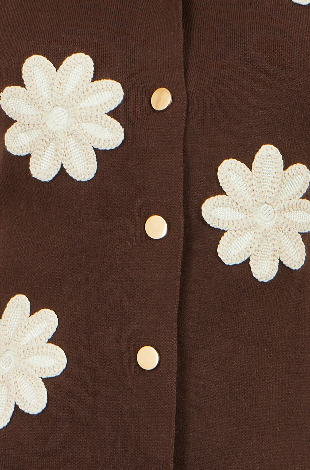 Yumi Brown Flower Applique Knit Waistcoat
