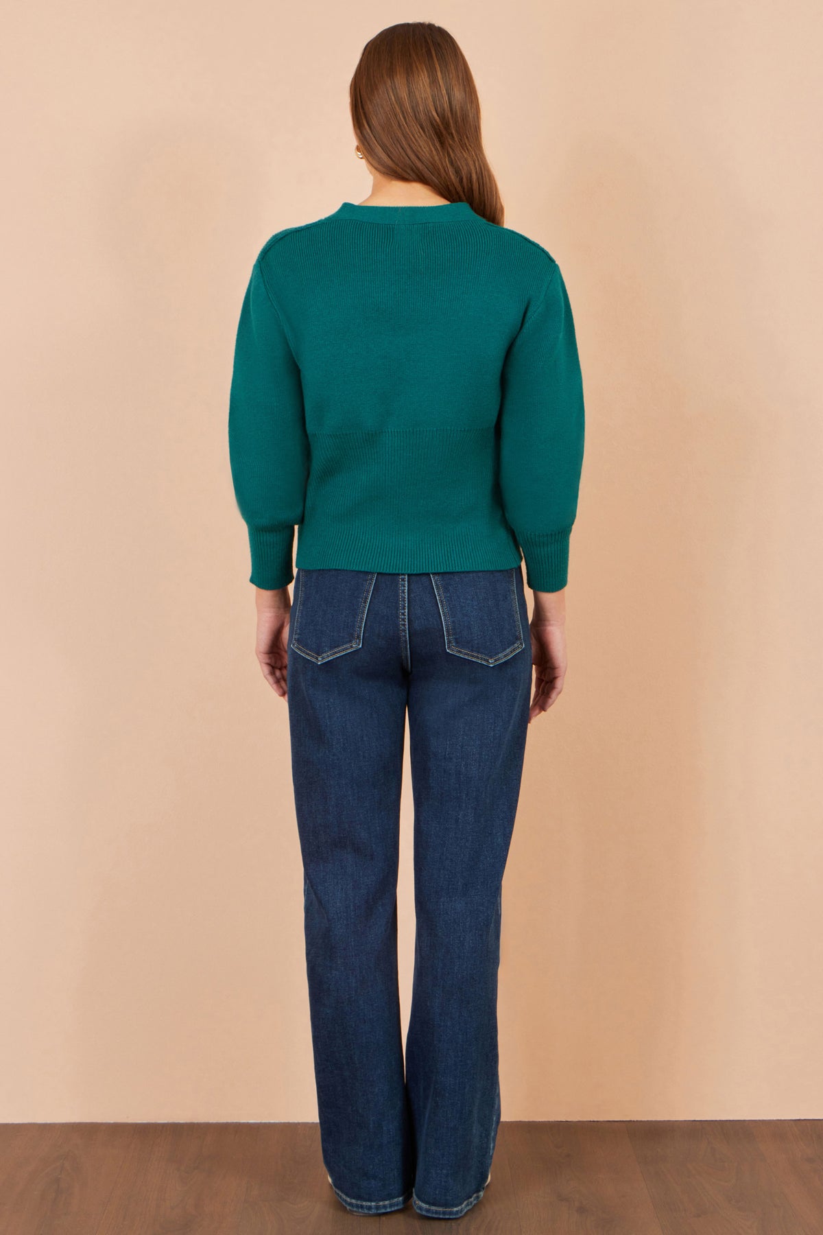 Yumi Teal Knitted Button Cardigan Knit Cardigan Yumi