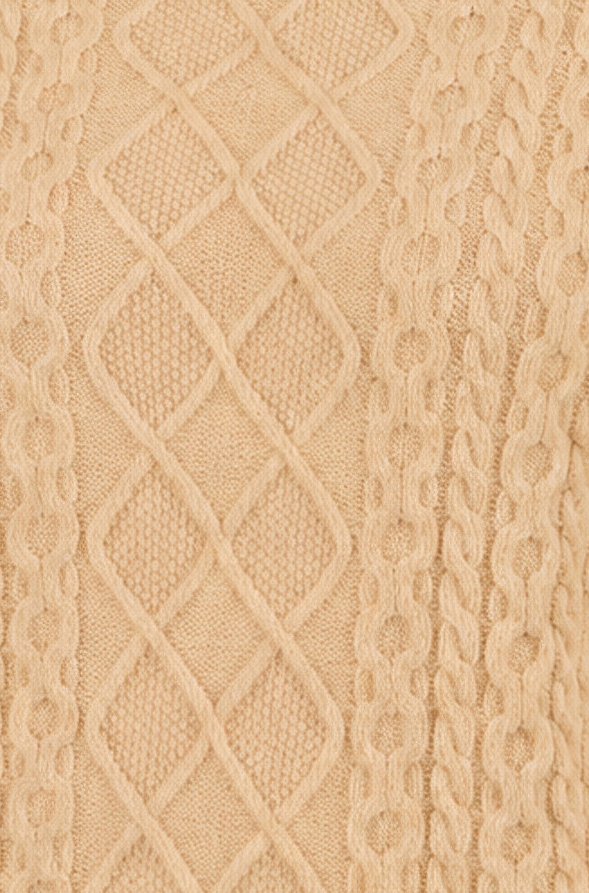 Yumi Beige Cable Knit Roll Neck Jumper Knit Jumper Yumi