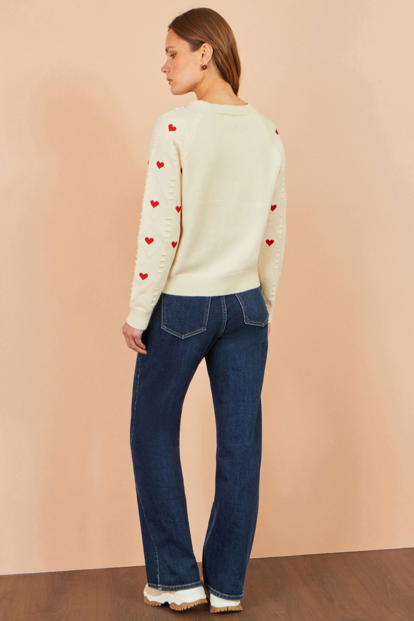 Yumi Ivory Embroidered Heart Jumper Knit Jumper Yumi