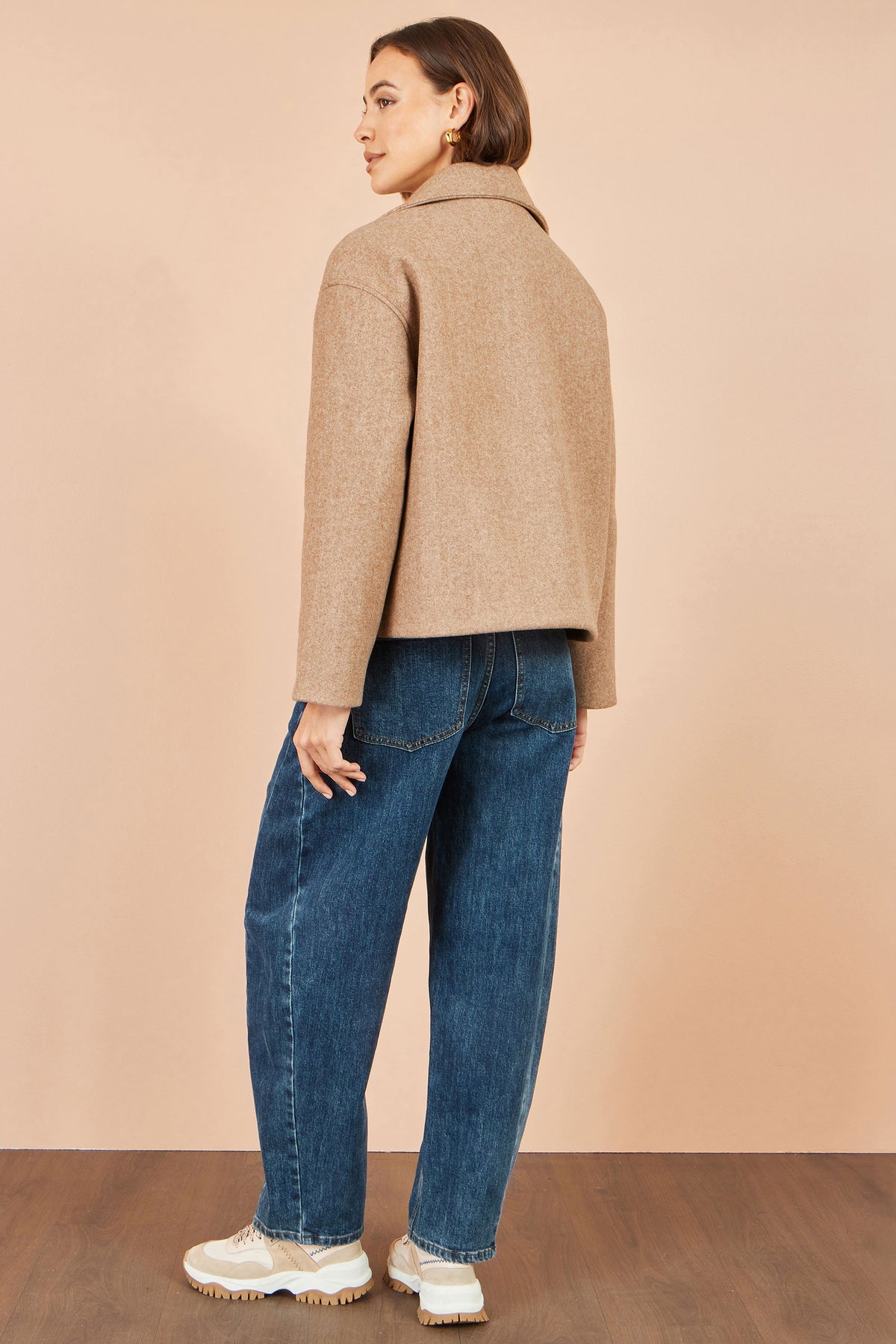 Yumi Beige Boxy Cropped Jacket Outerwear Yumi