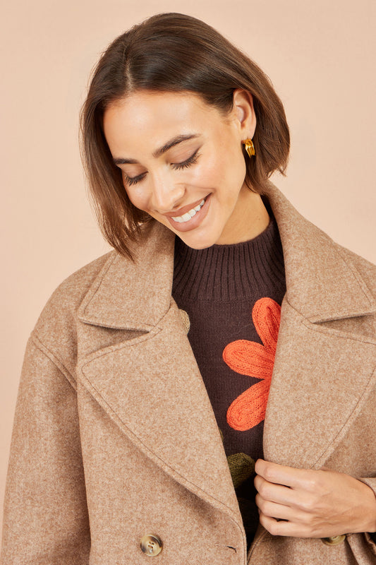 Yumi Beige Boxy Cropped Jacket Outerwear Yumi