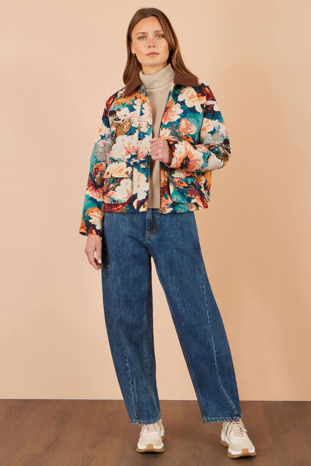 Yumi Multicolour Floral Woven Bomber Jacket Outerwear Yumi