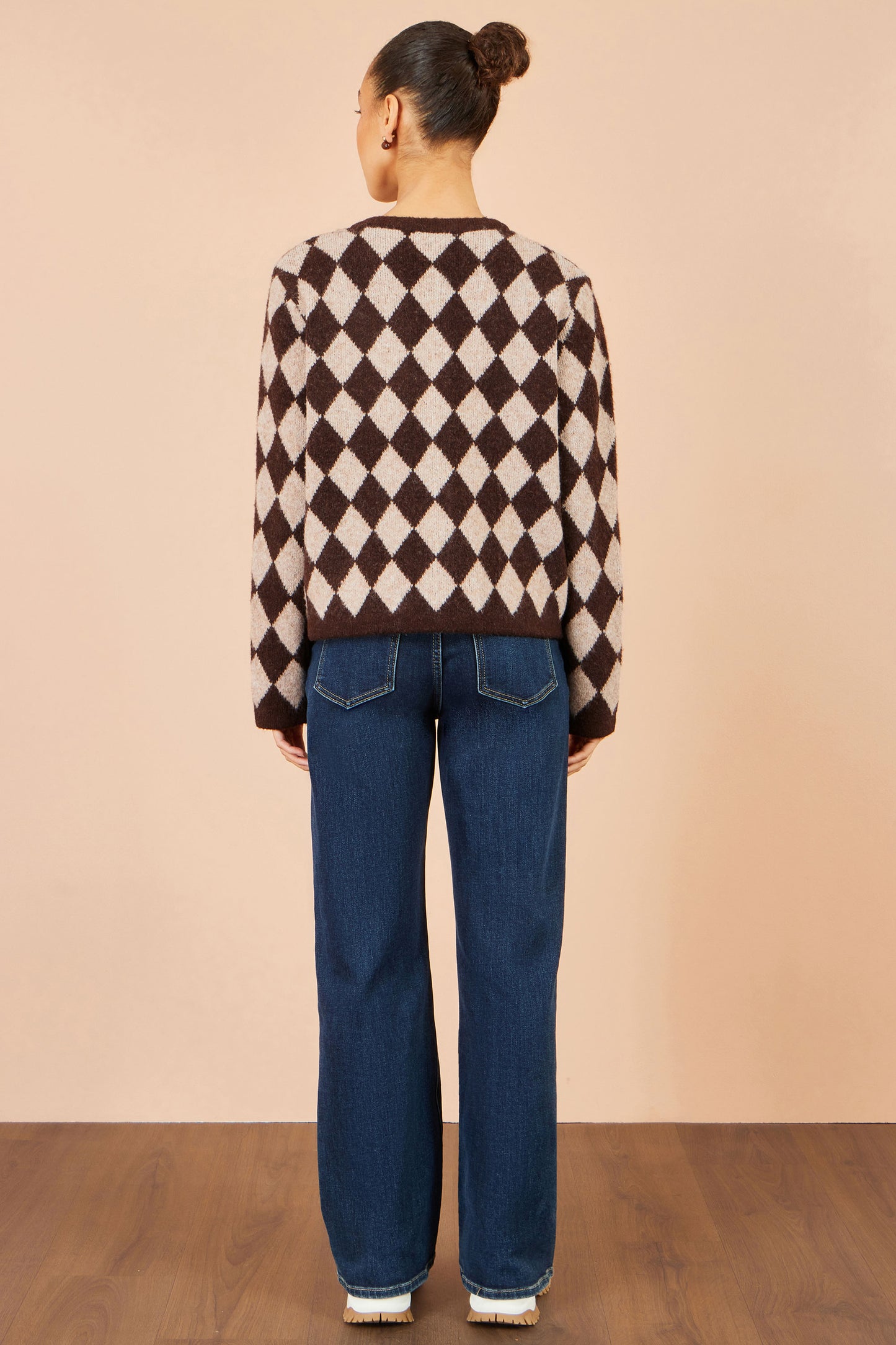 Yumi Brown Argyll Knit Cardigan Knit Cardigan Yumi
