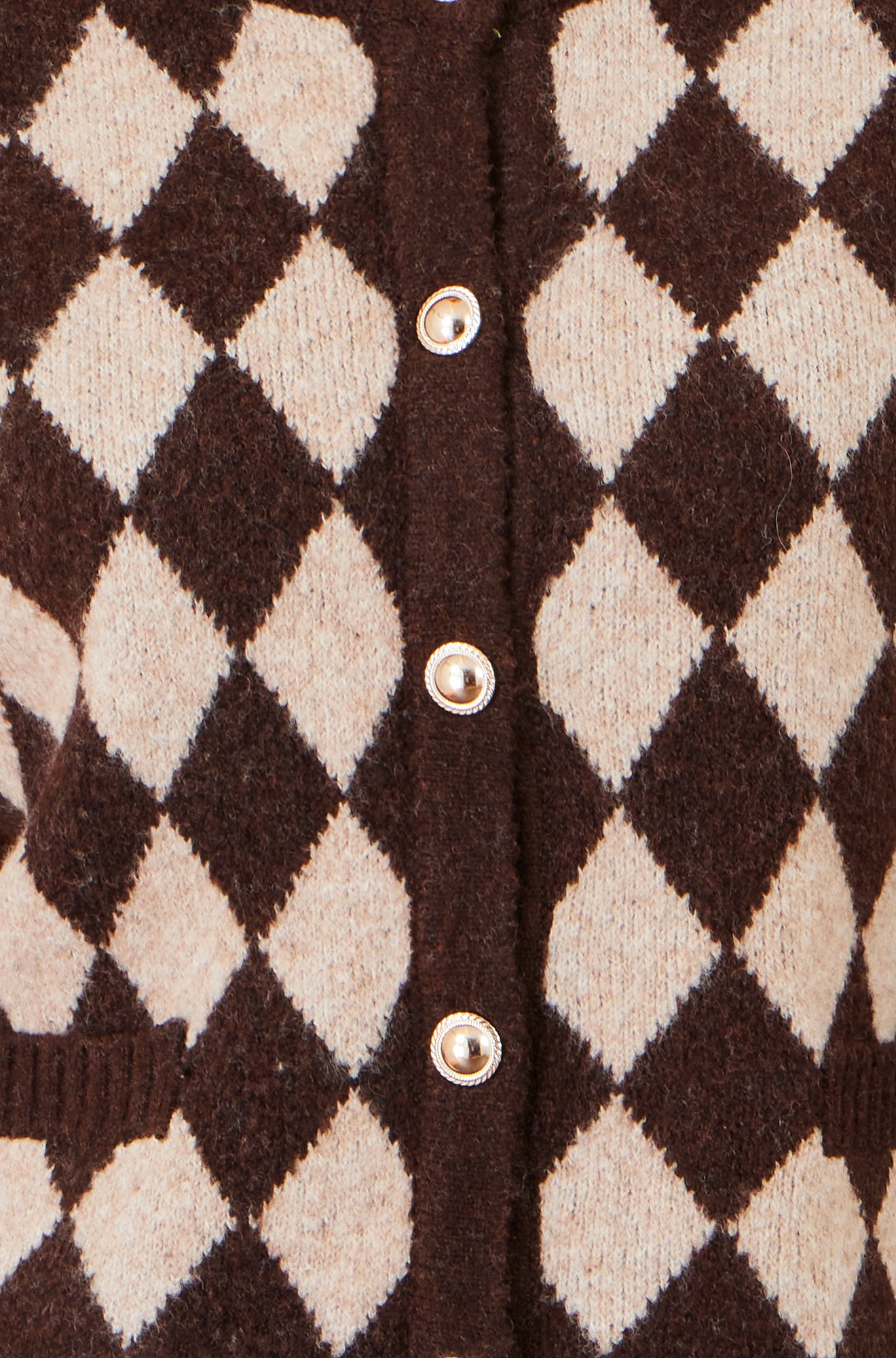 Yumi Brown Argyll Knit Cardigan Knit Cardigan Yumi