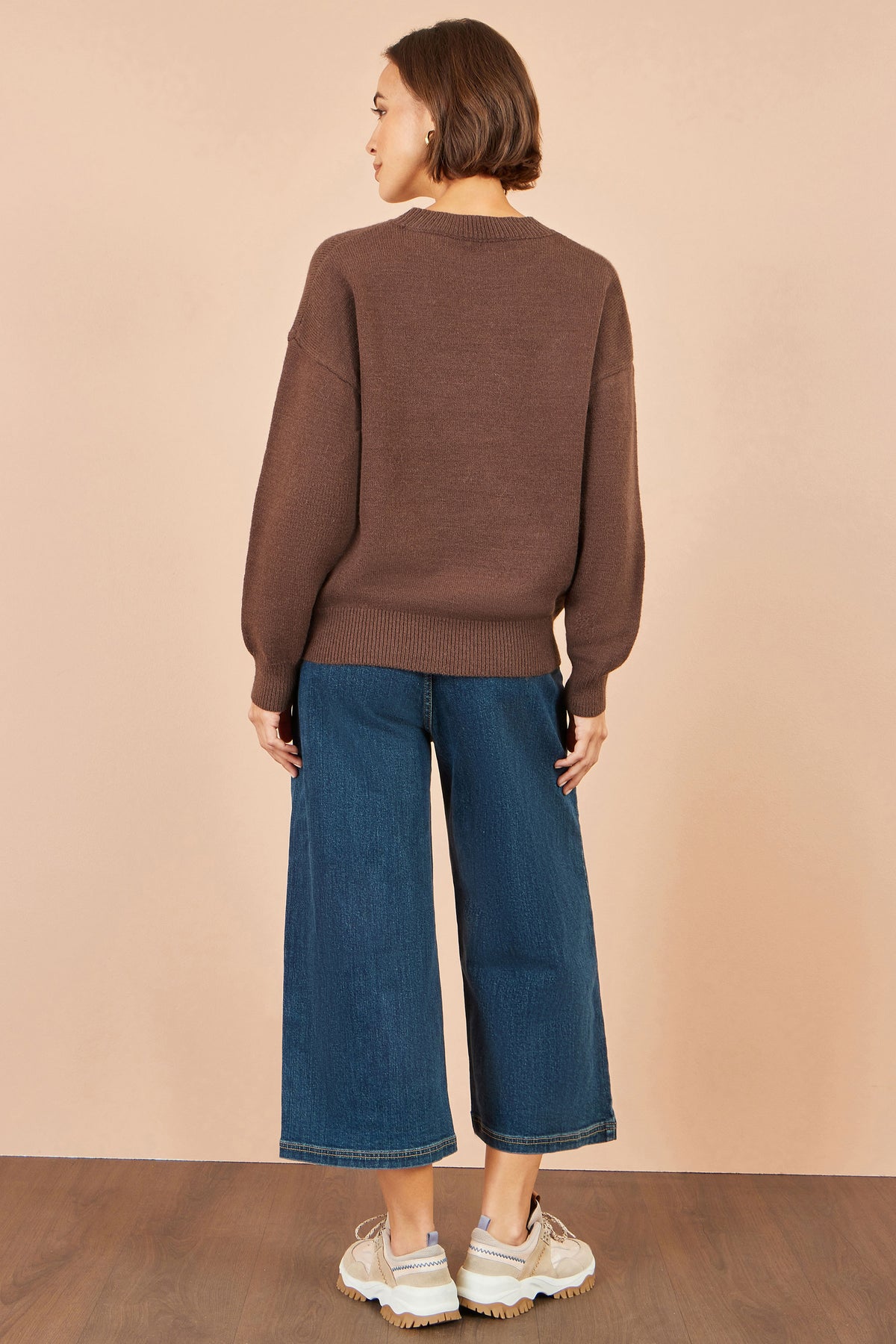 Yumi Brown Teddy Bear Relaxed Jumper Knit Jumper Yumi