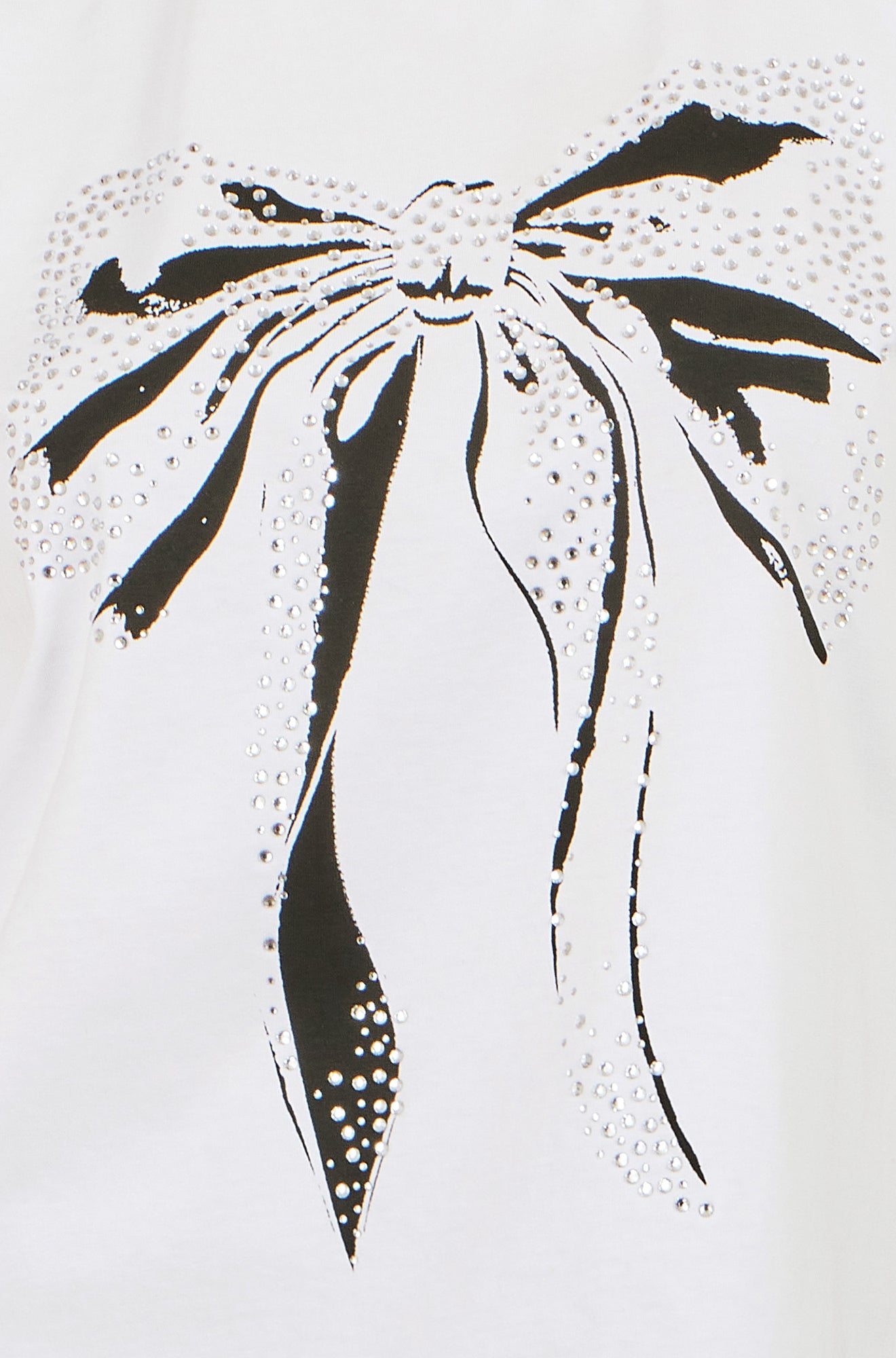 Yumi White Bow T-Shirt With Lace Tops Yumi