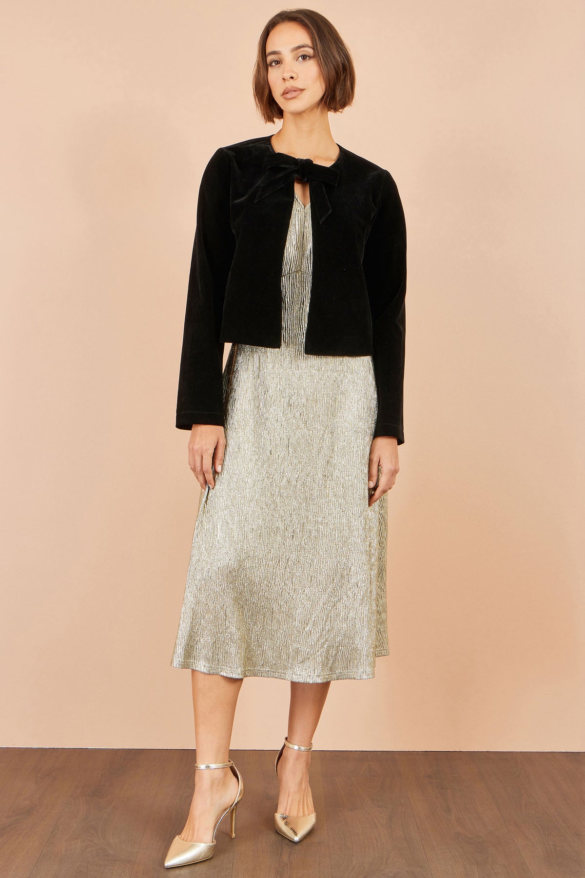 Yumi Black Velvet Bow Jacket Outerwear Yumi