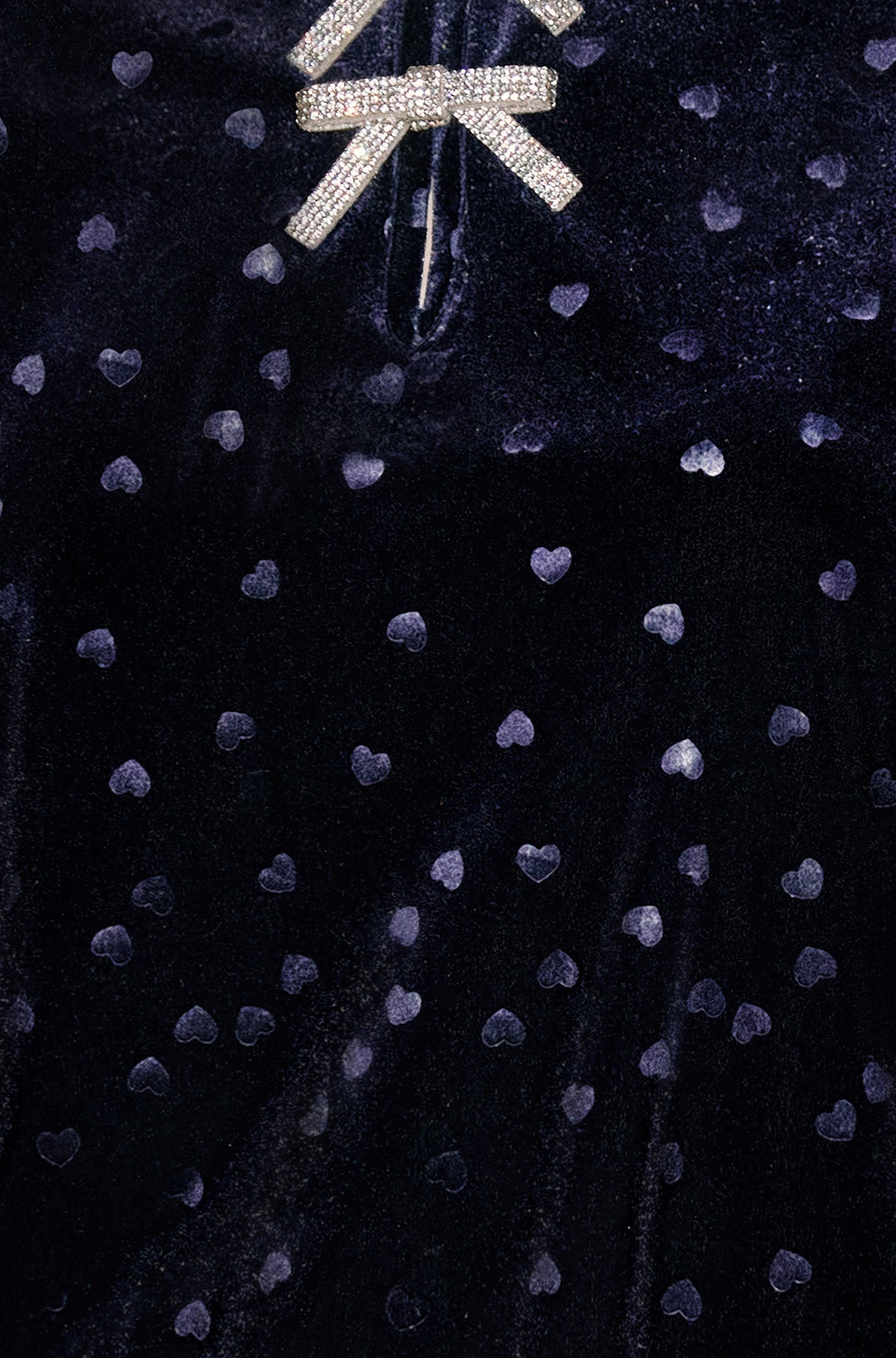 Yumi Navy Velvet Heart Top With Bow Detail Tops Yumi