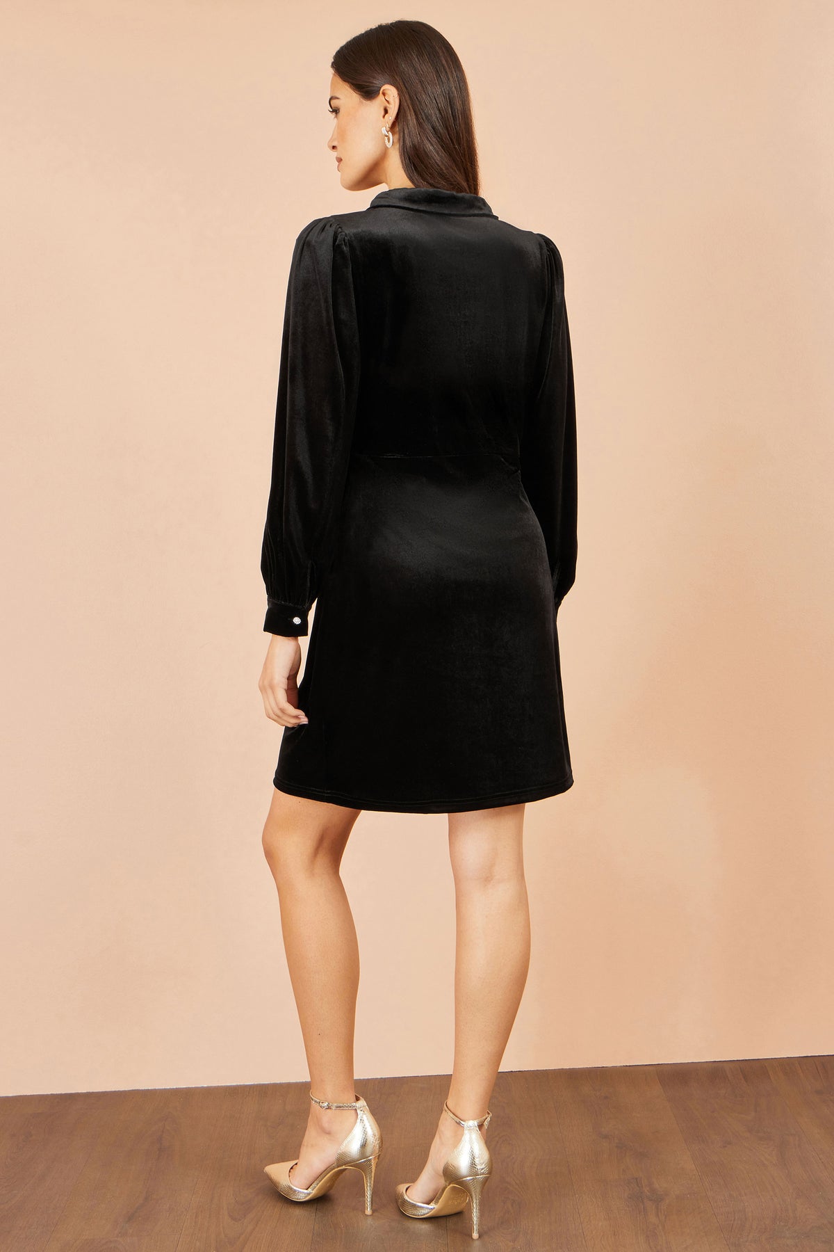 Yumi Black Velvet Shift Dress With Diamante Buttons Dress Party Yumi