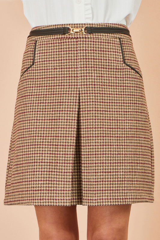 Yumi Brown Check Mini Skirt With Pockets Skirts Yumi