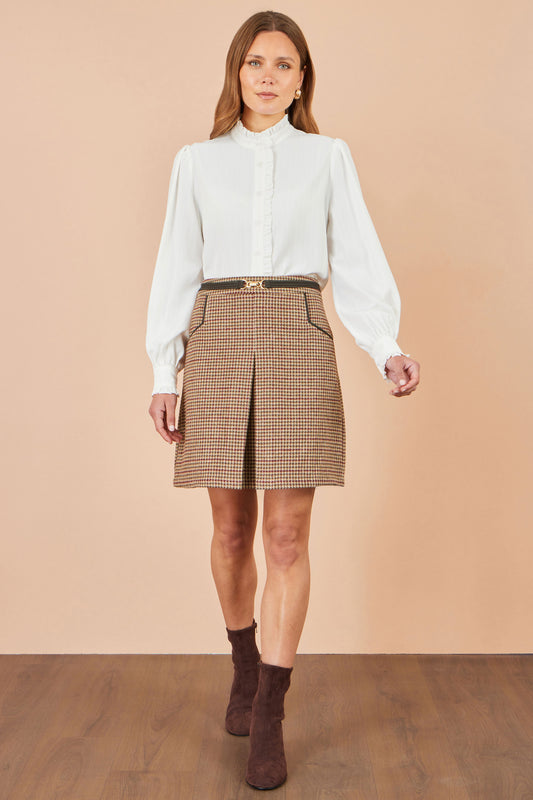 Yumi Brown Check Mini Skirt With Pockets Skirts Yumi