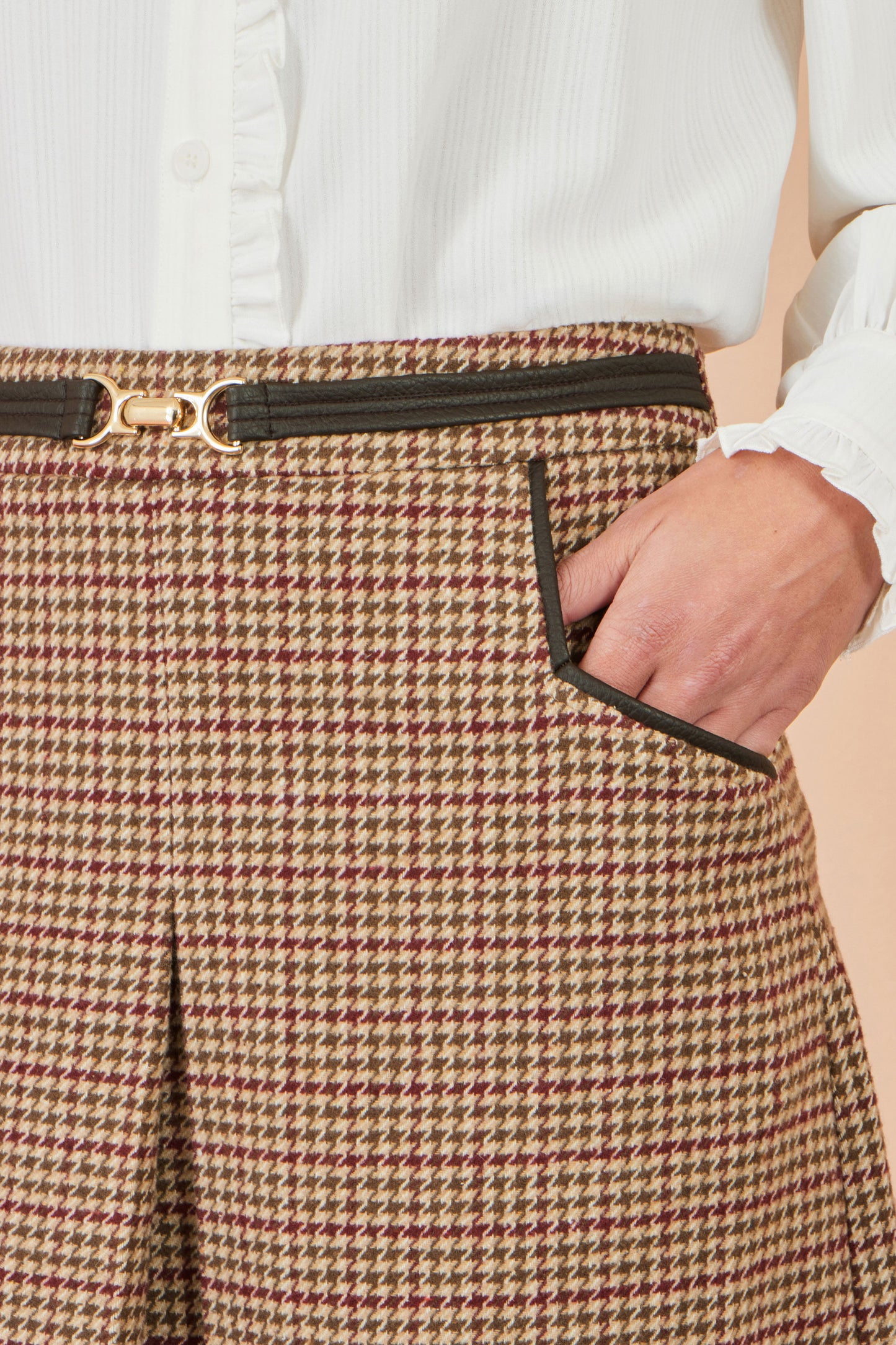Yumi Brown Check Mini Skirt With Pockets Skirts Yumi