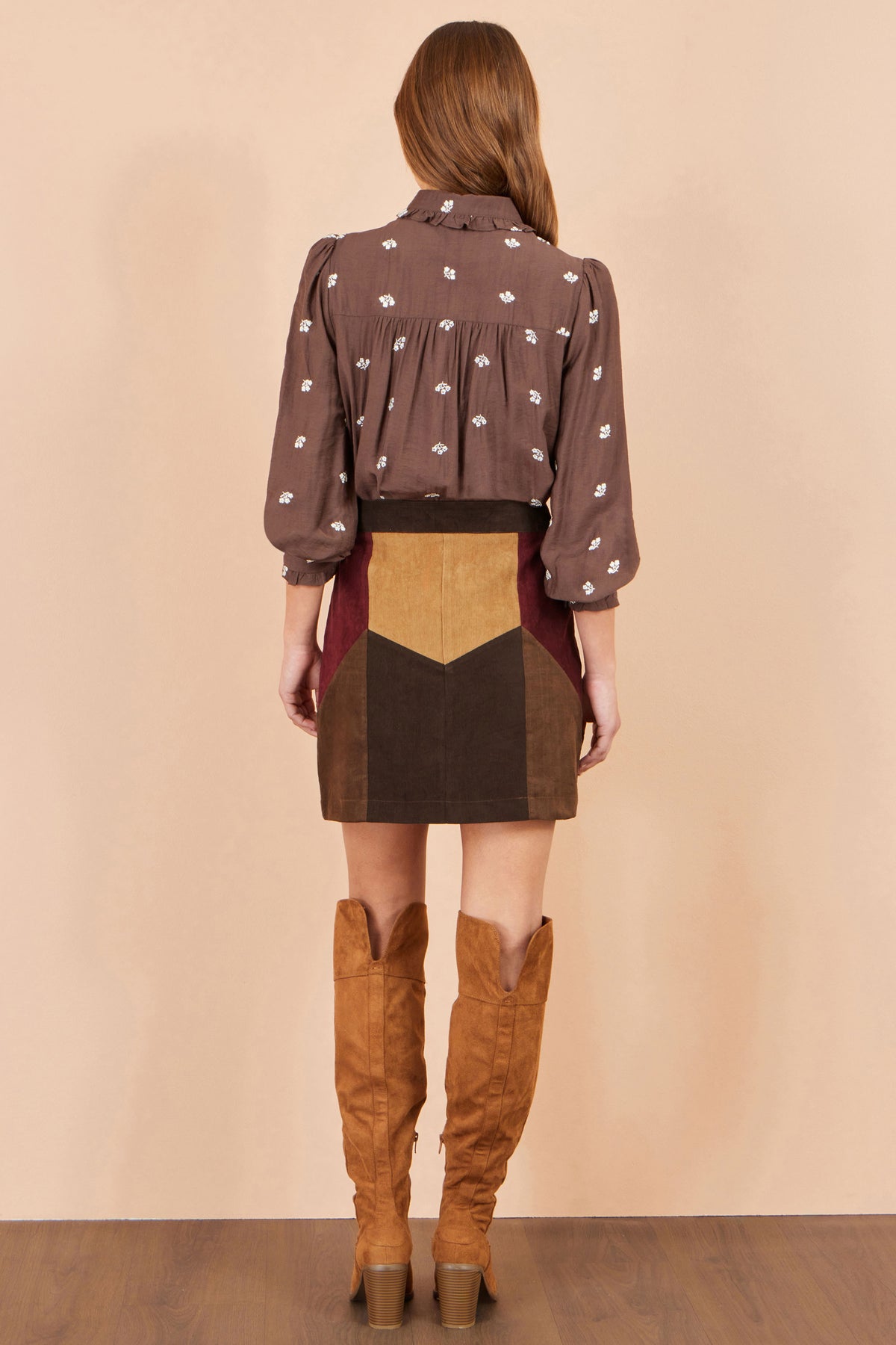 Yumi Multicolour Patchwork Cord Mini Skirt Skirts Yumi