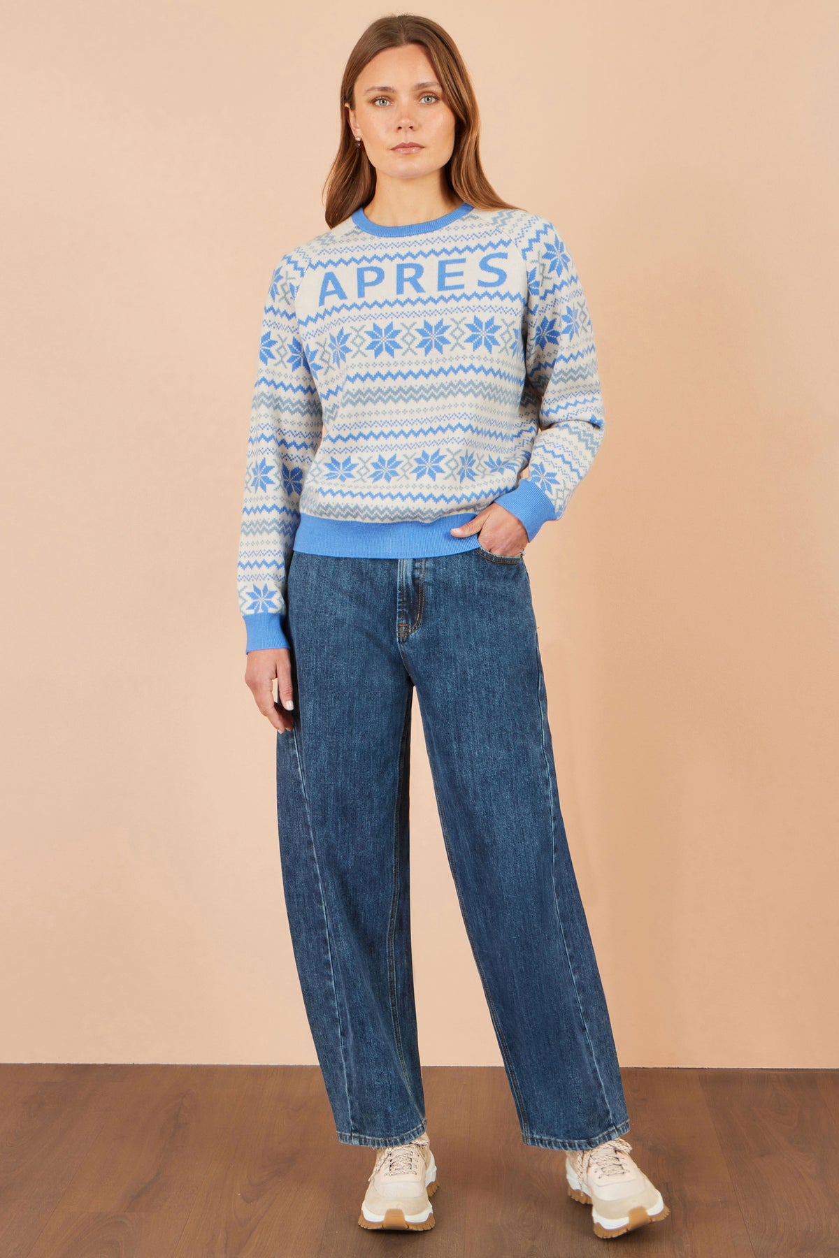 Yumi Blue Apres Intarsia Jumper Knit Xmas Jumper Yumi