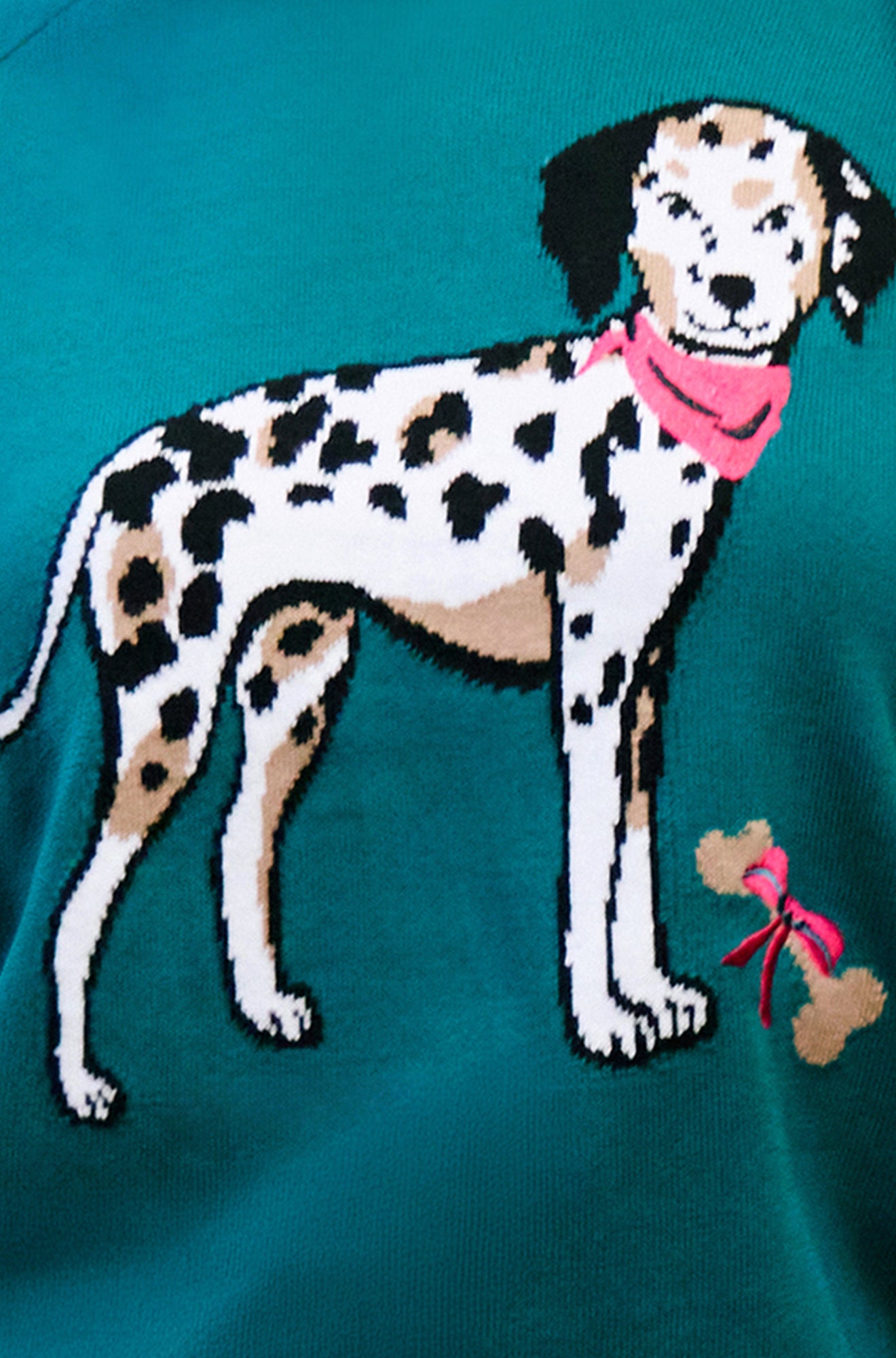 Yumi Teal Dalmatian Intarsia Relaxed Jumper Knit Jumper Yumi