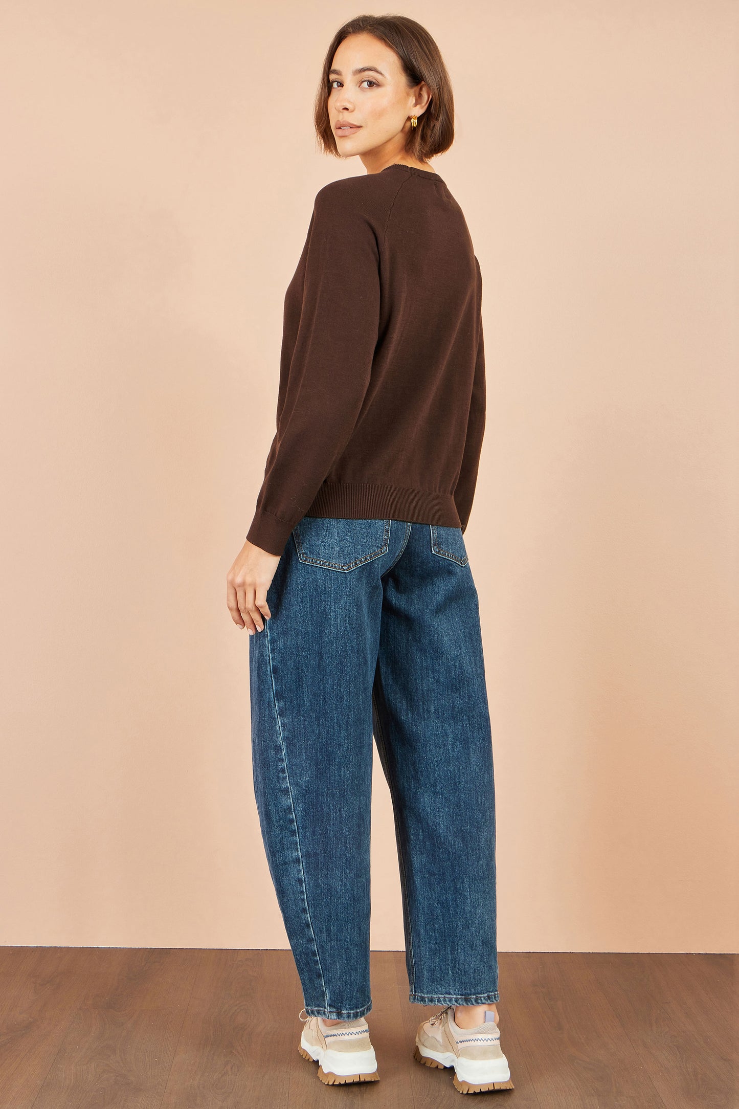 Yumi Brown Dalmatian Intarsia Relaxed Jumper Knit Jumper Yumi