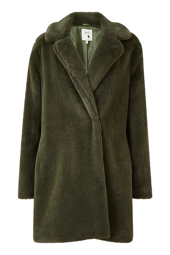 Yumi Green Faux Fur Coat Yumi