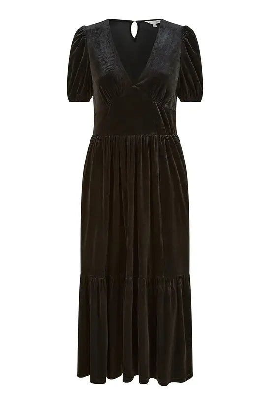 Yumi Black Velvet Midi Dress Yumi