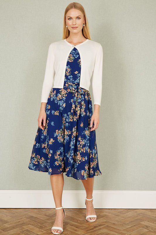 Yumi Ivory Diamante Button Cropped Cardigan Yumi