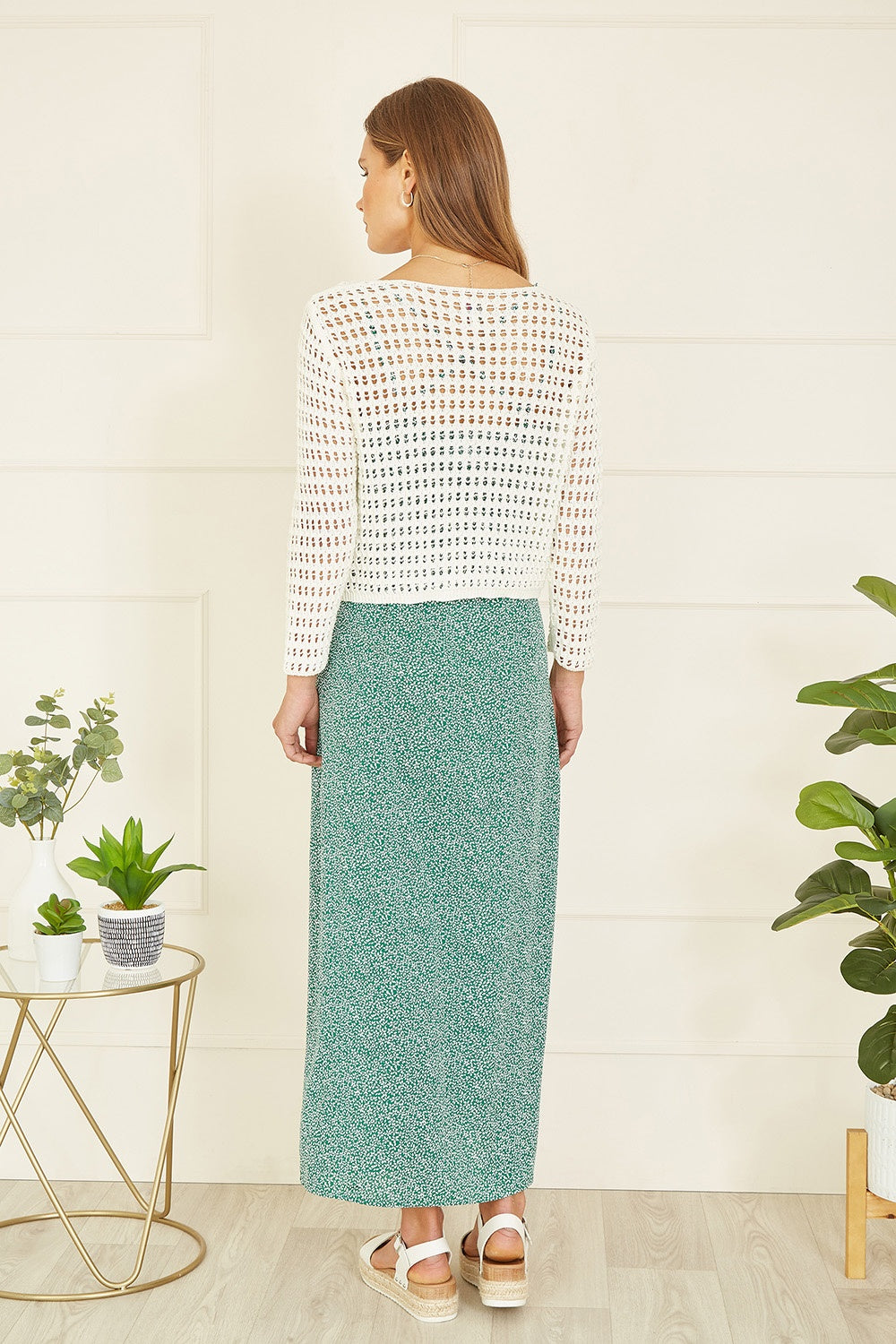 Yumi Ivory Cotton Crochet Twisted Bolero Top Yumi