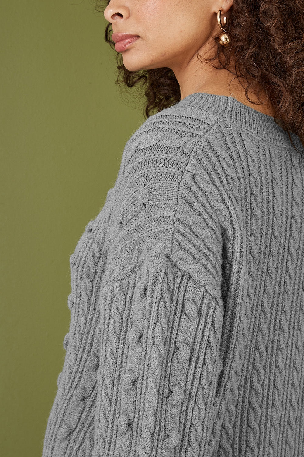 Yumi Grey Cable Knit Tunic Dress Yumi