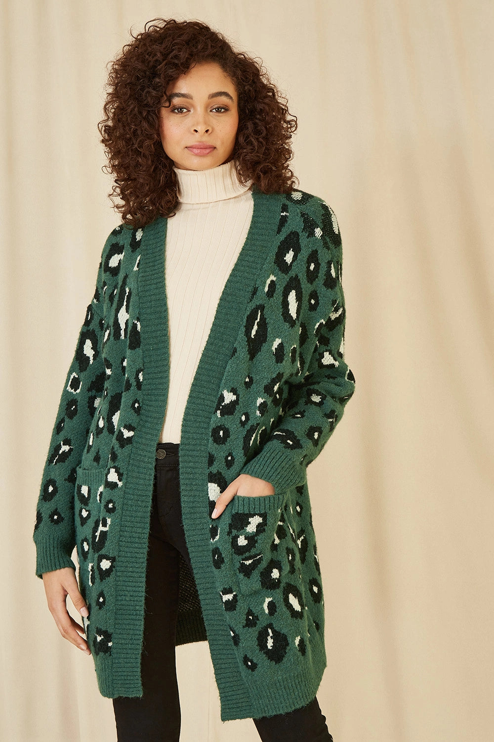 Animal Intarsia Long Cardigan